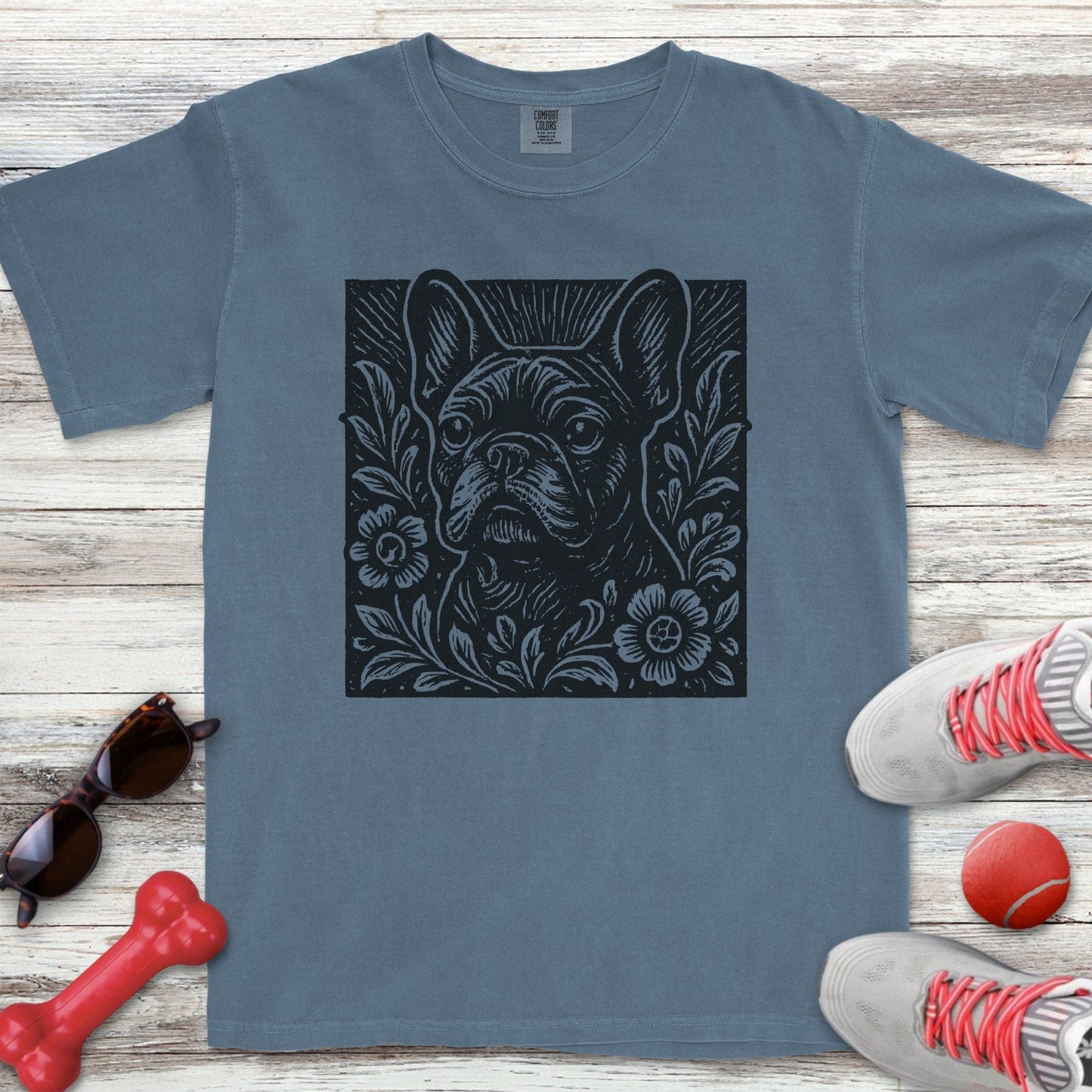 Linocut French Bulldog T-Shirt