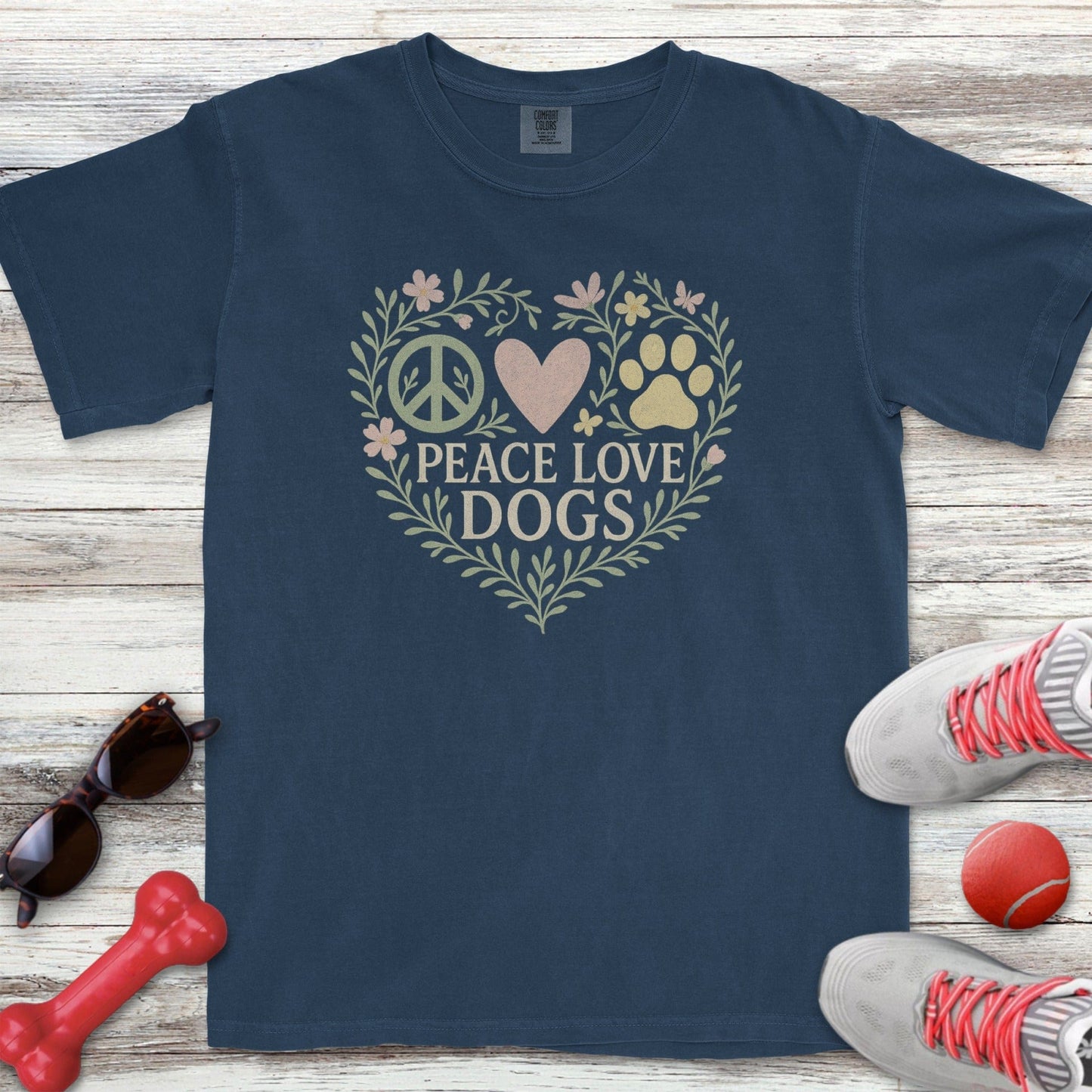 Peace Love Dogs Floral T-Shirt