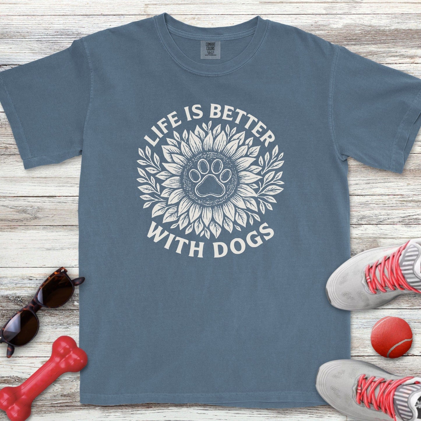 Better With Dogs Flower T-Shirt