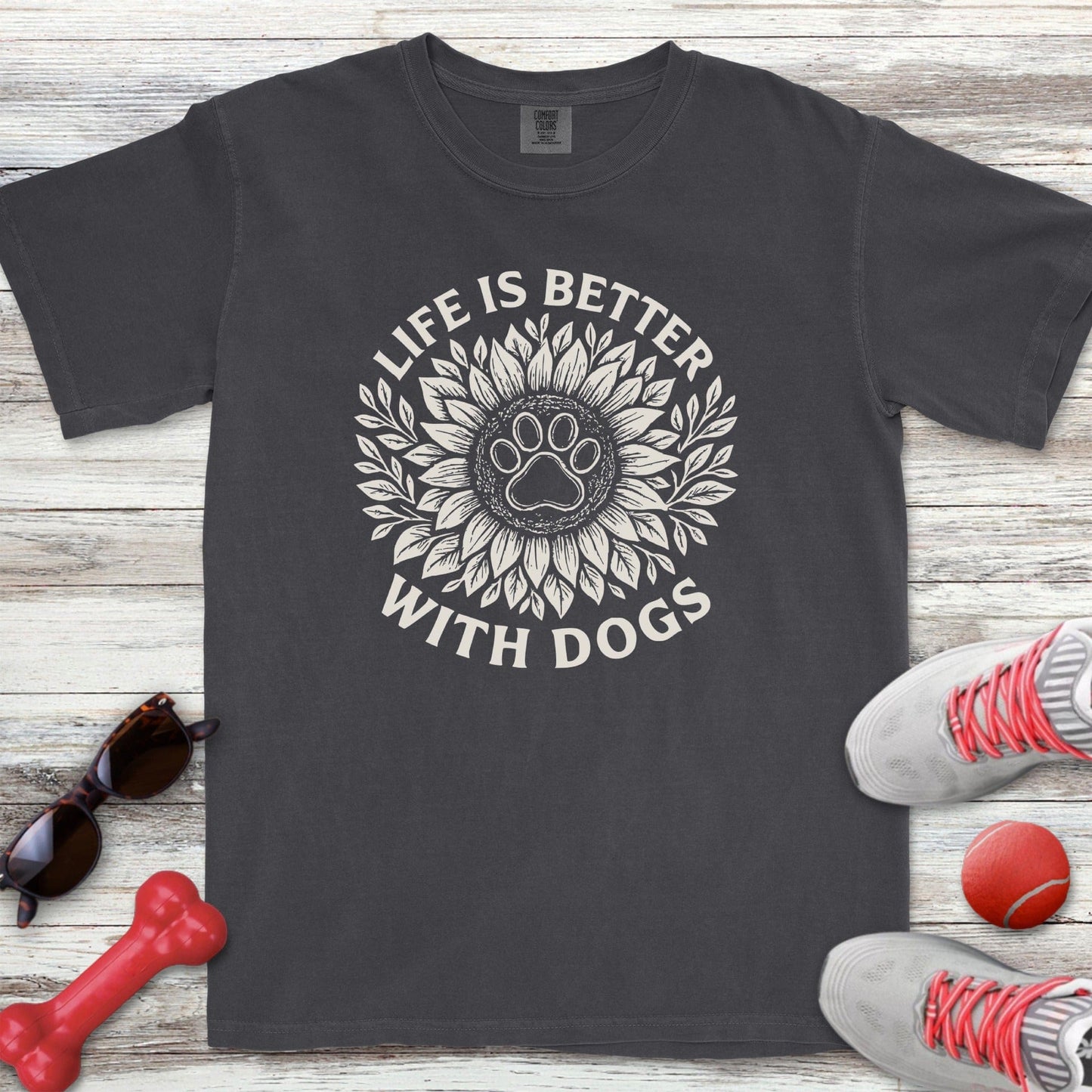 Better With Dogs Flower T-Shirt