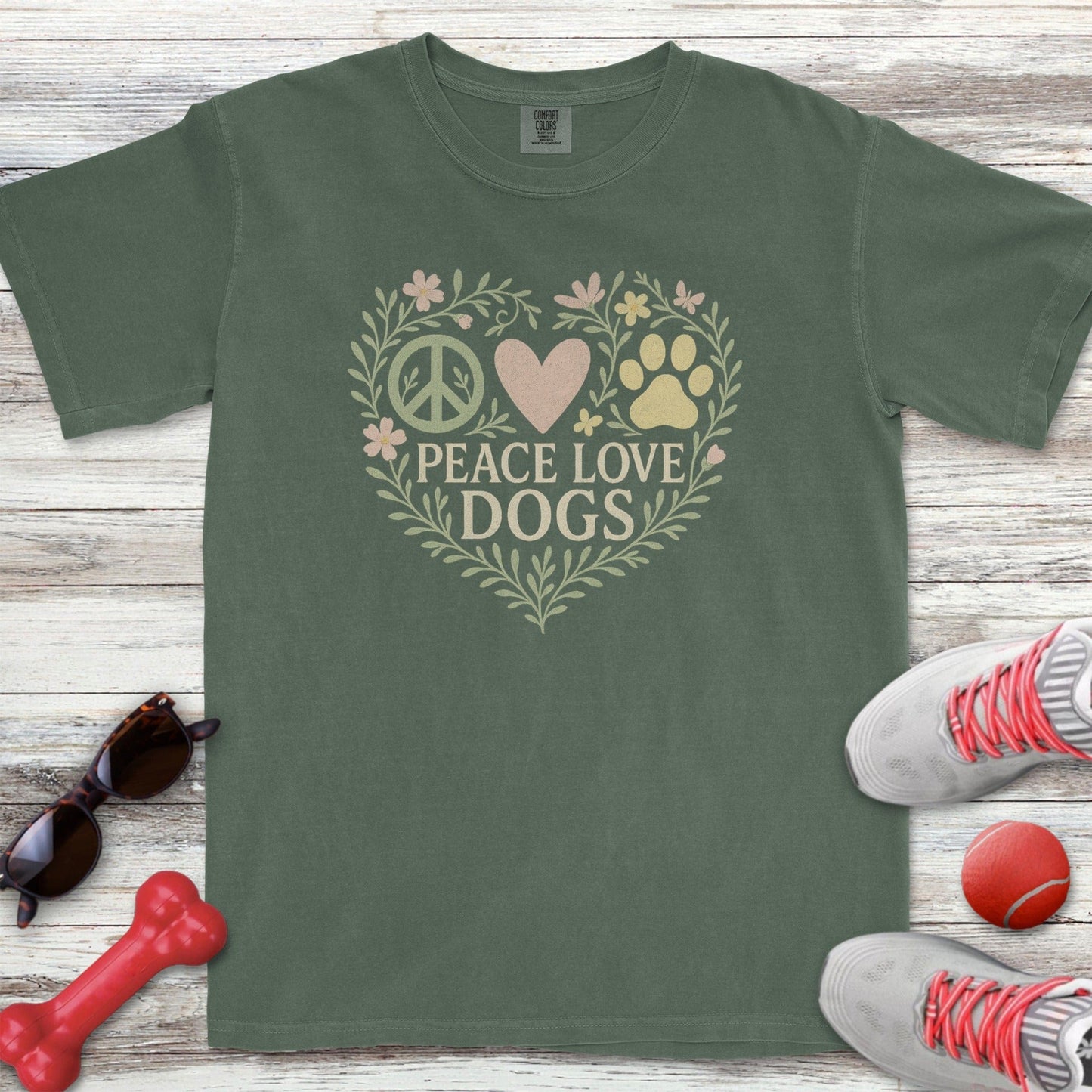 Peace Love Dogs Floral T-Shirt