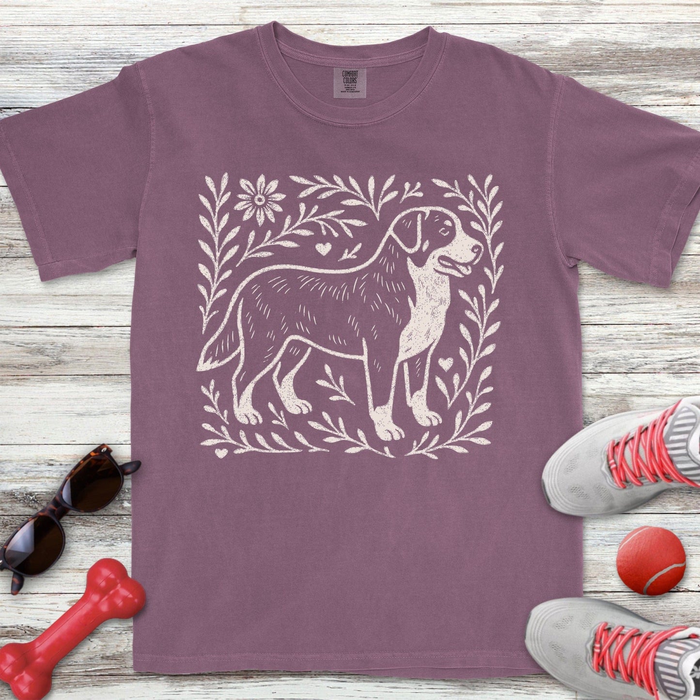 Linocut Swiss Mountain Dog T-Shirt