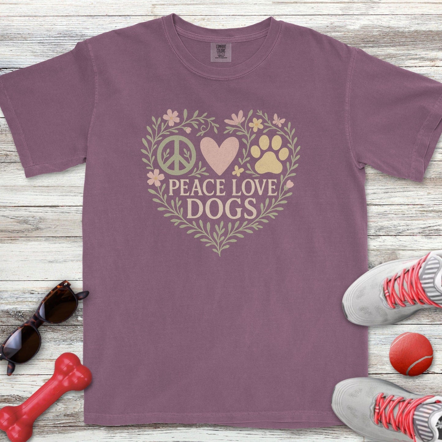 Peace Love Dogs Floral T-Shirt