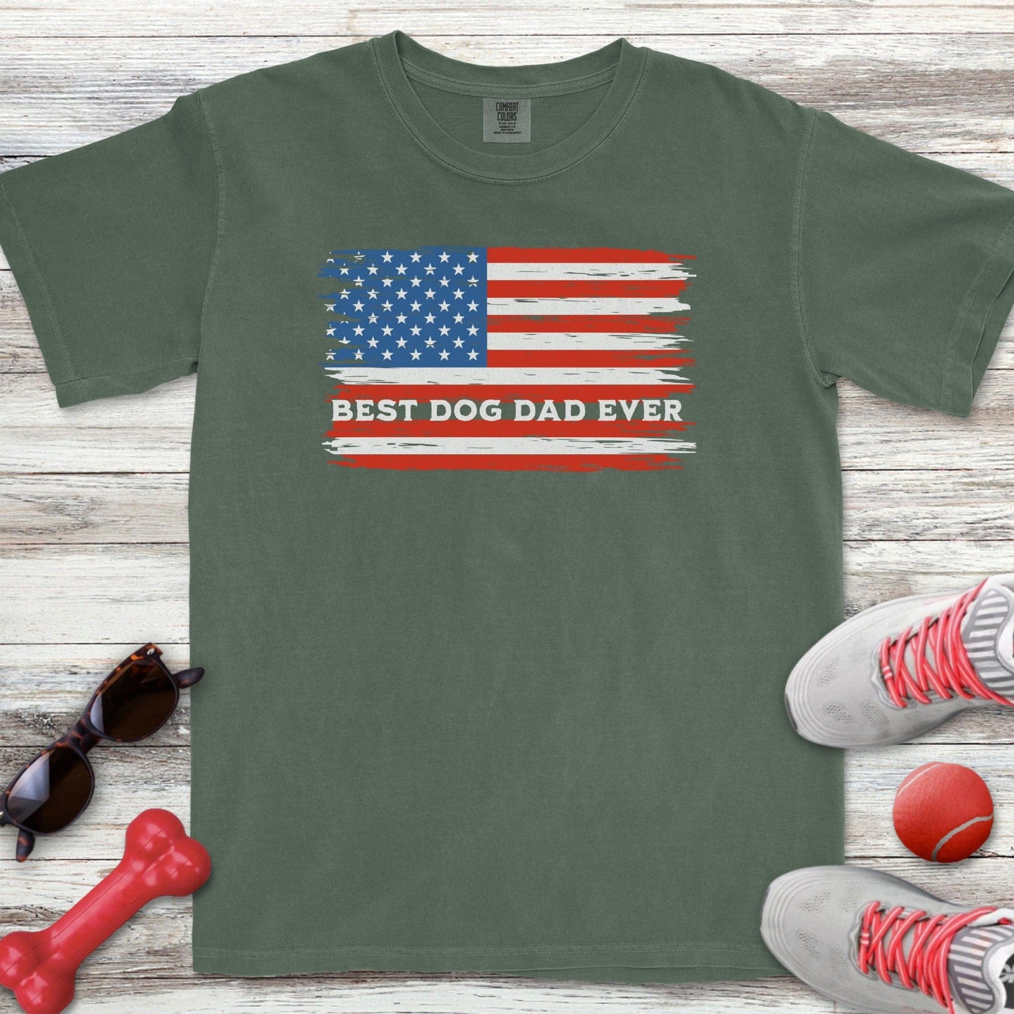 Best Dog Dad Flag T-Shirt