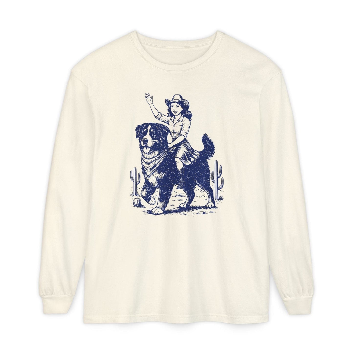 Bernese Mountain Dog Cowgirl Long Sleeve Tee