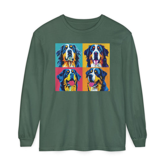 Bernese Mountain Dog Pop Art Long Sleeve Tee