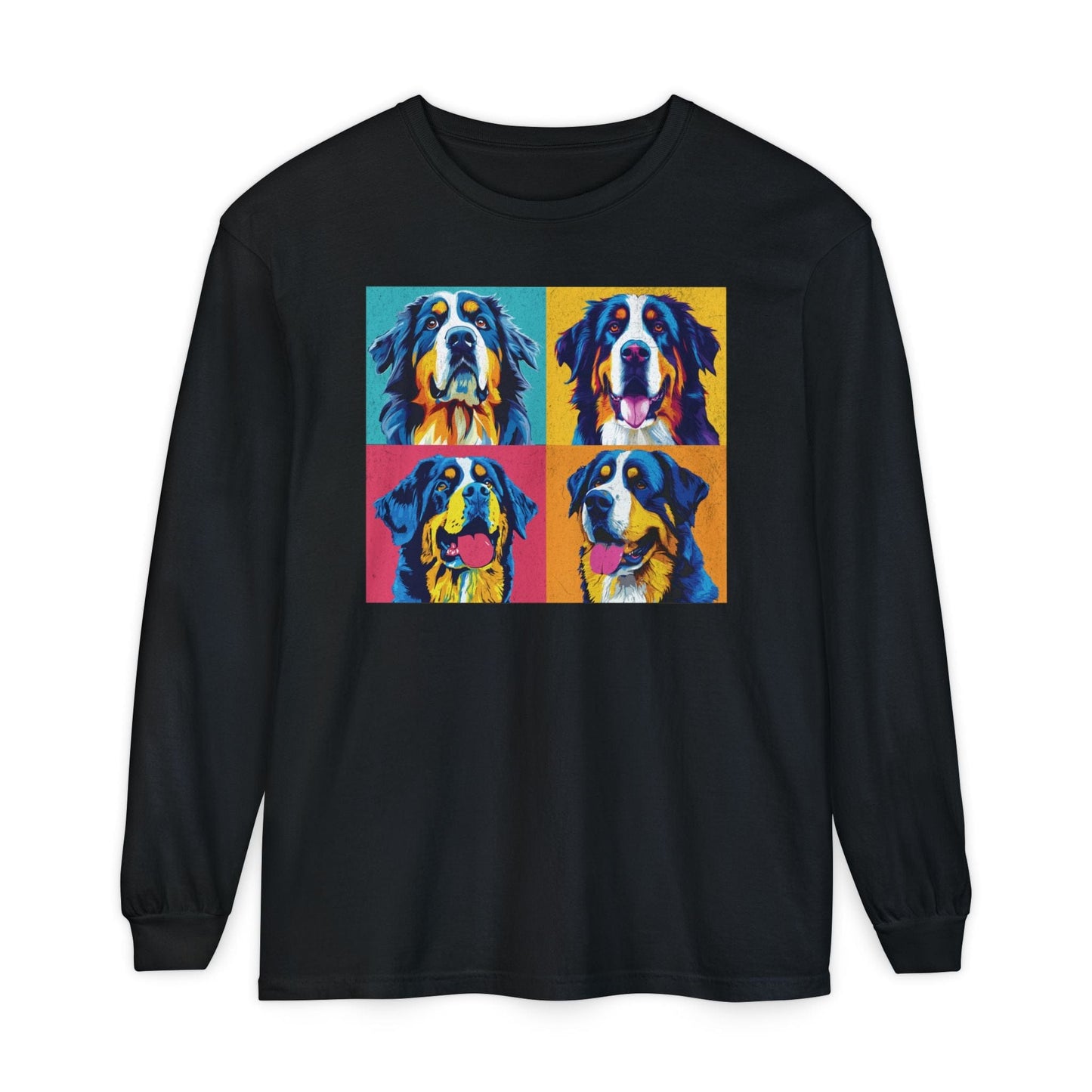 Bernese Mountain Dog Pop Art Long Sleeve Tee