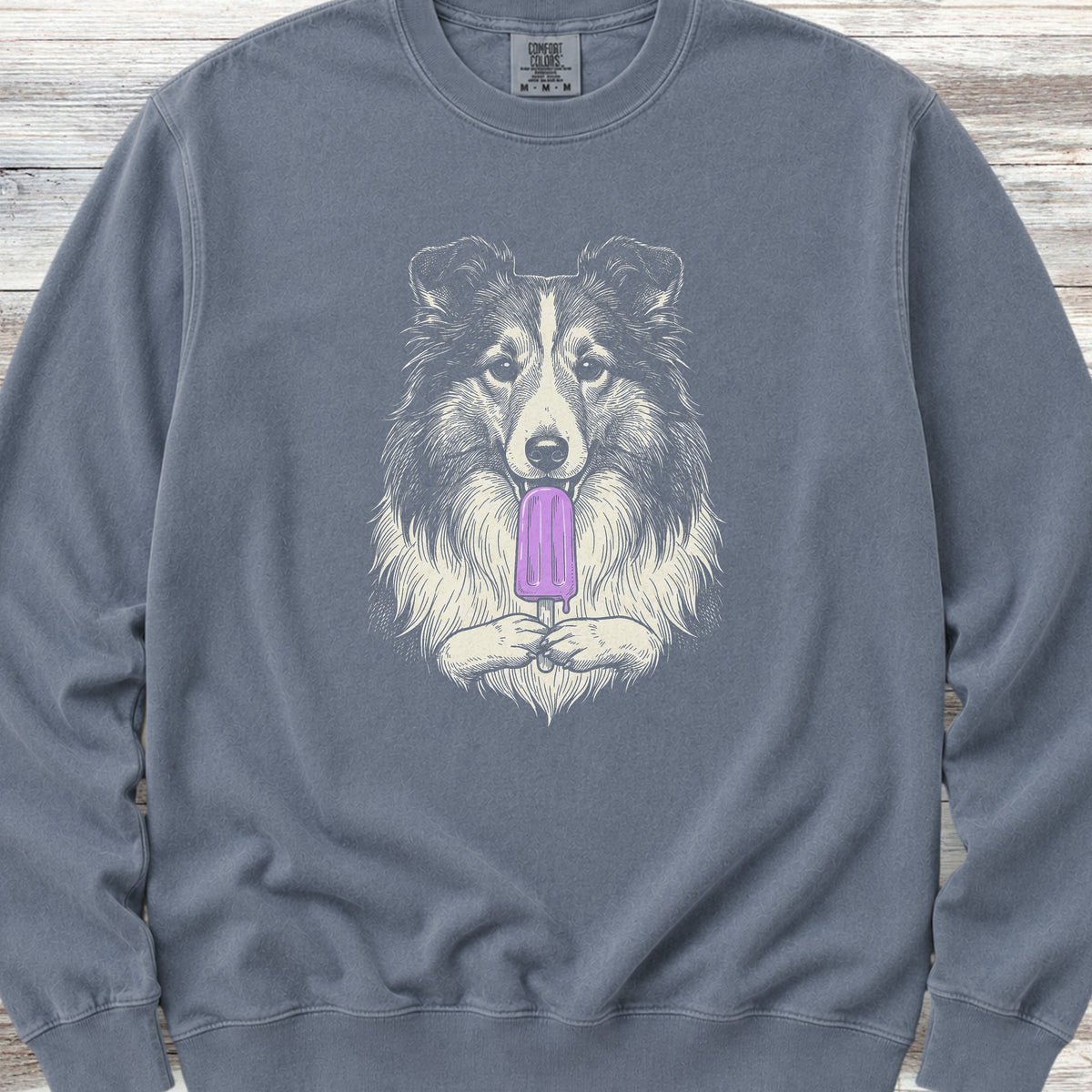Shetland Sheepdog Pupsicle Sweatshirt - Blue Jean