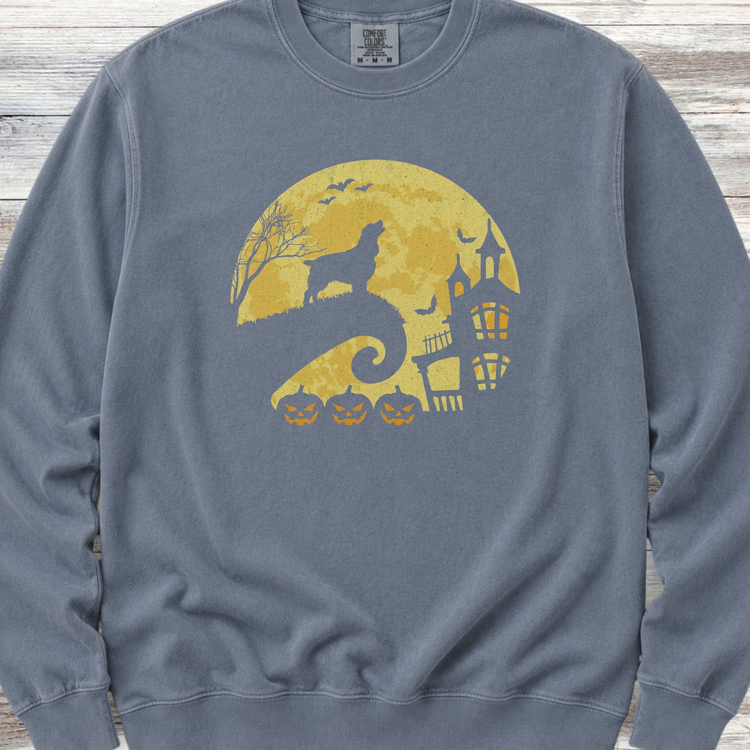 Springer Spaniel Halloween Moon Sweatshirt - Blue Jean
