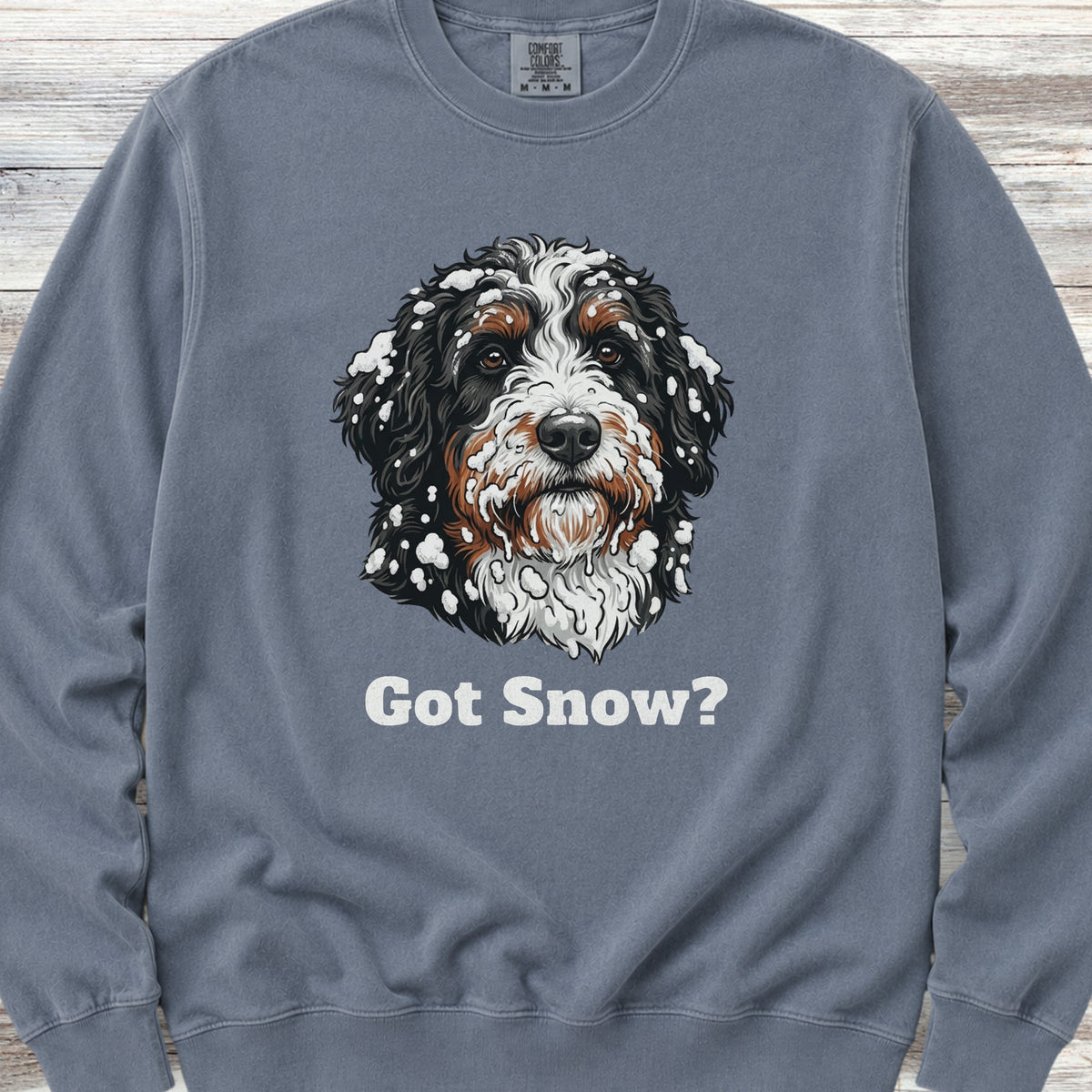 Bernedoodle Got Snow Sweatshirt - Blue Jean