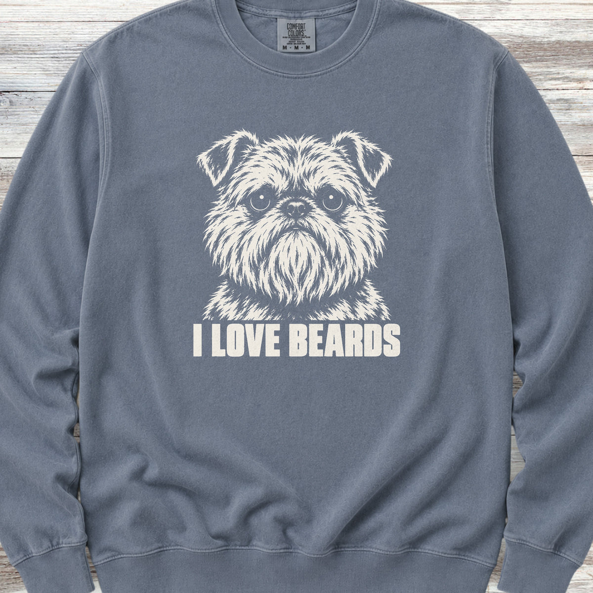 Brussels Griffon I Love Beards Sweatshirt - Blue Jean