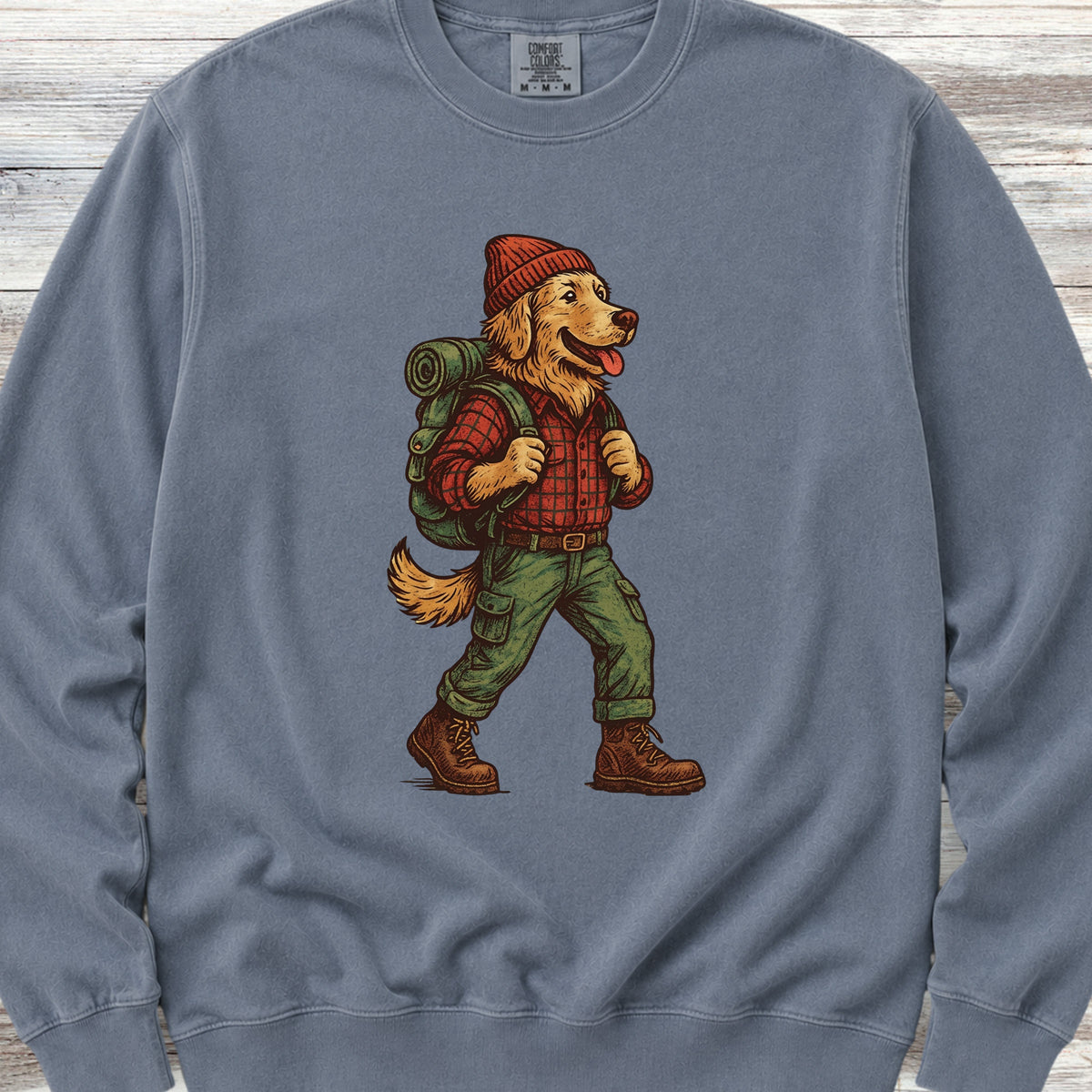 Golden Retriever Hiking Sweatshirt - Blue Jean