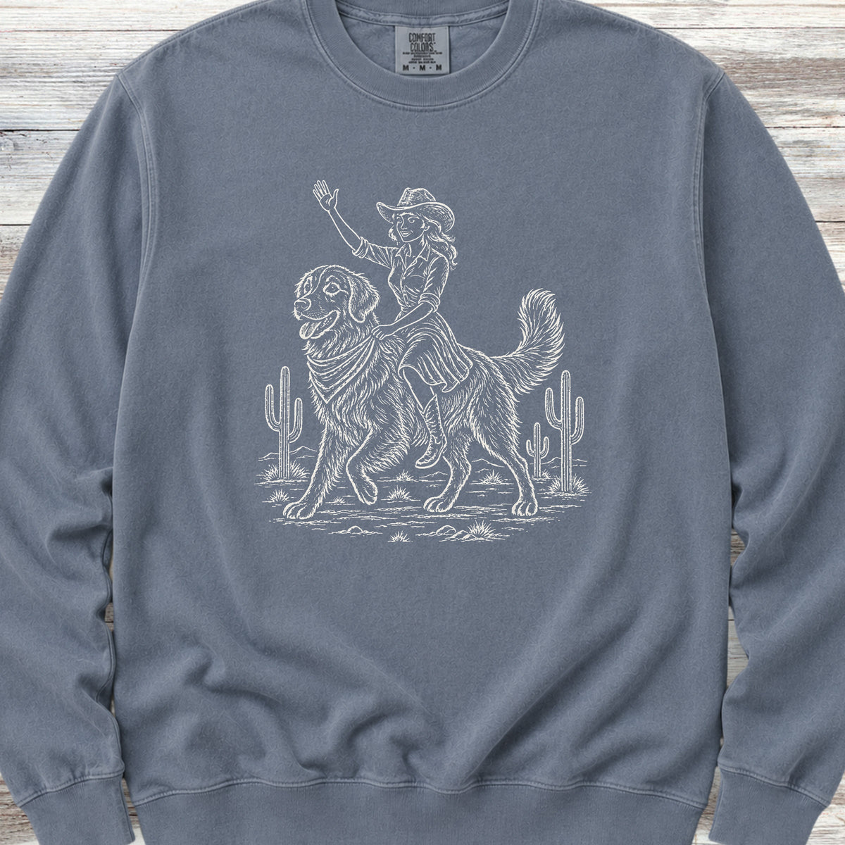 Golden Retriever Cowgirl Sweatshirt - Blue Jean