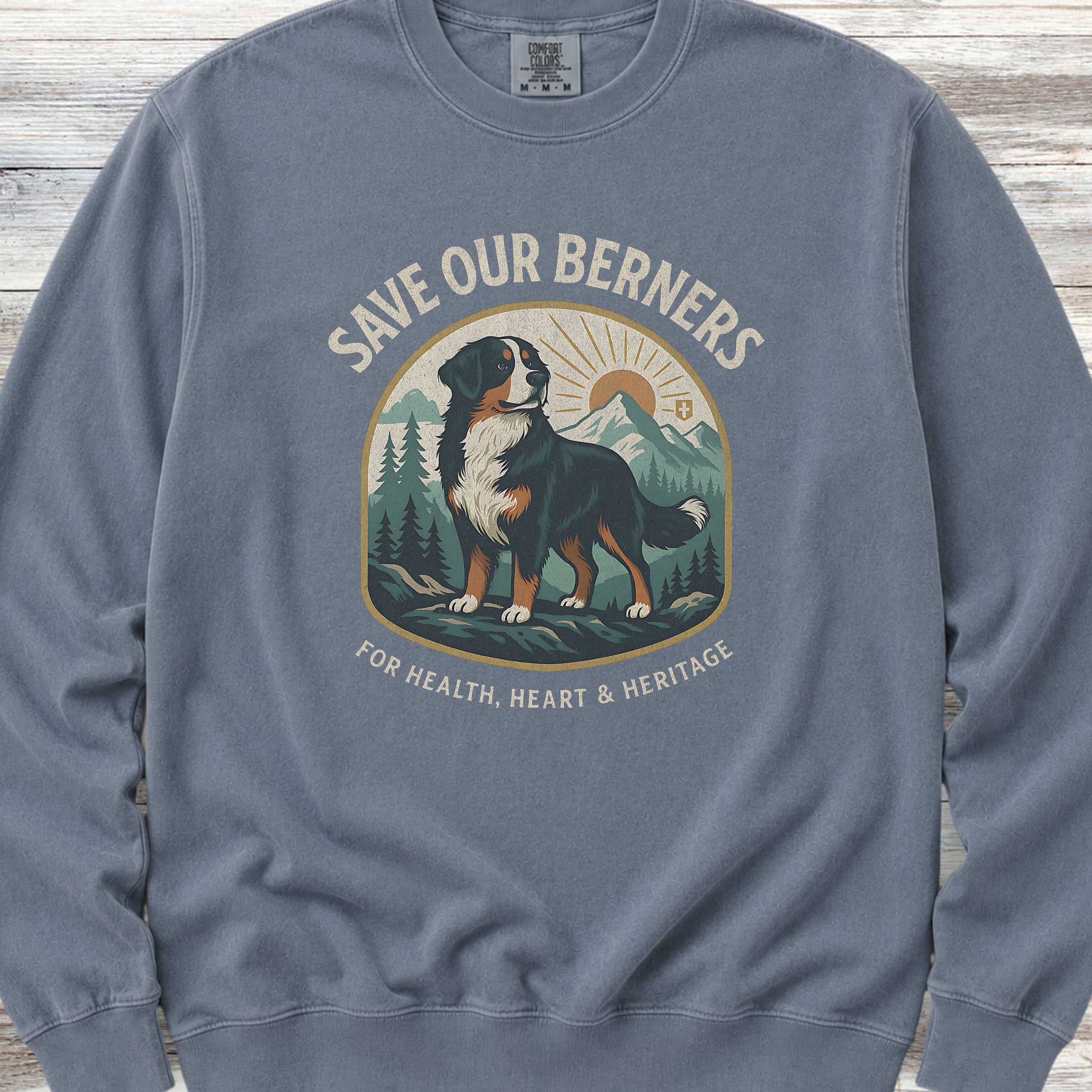 Bernese Mountain Dog Save Berners Sweatshirt - Blue Jean