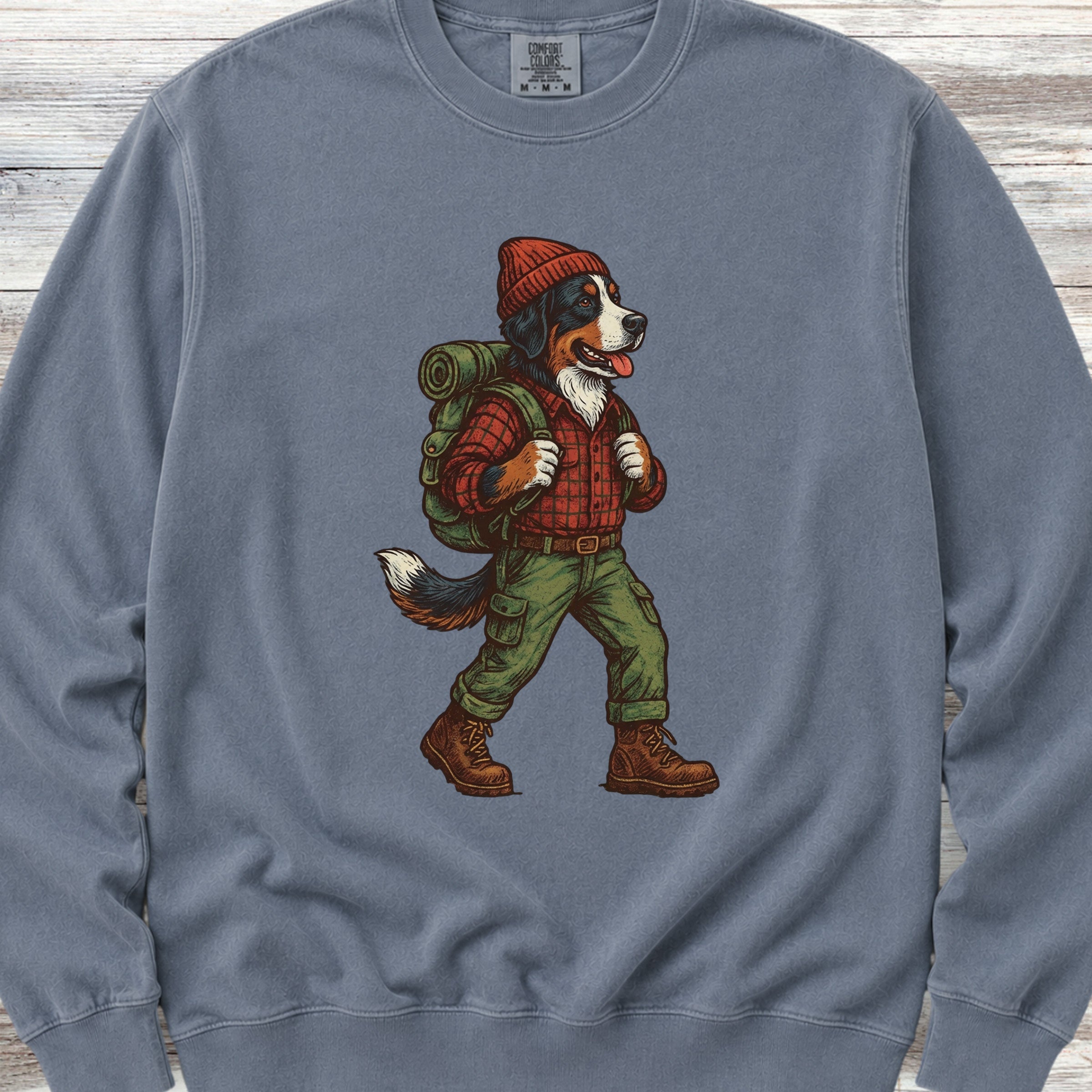 Bernese Mountain Dog Hiking Sweatshirt - Blue Jean