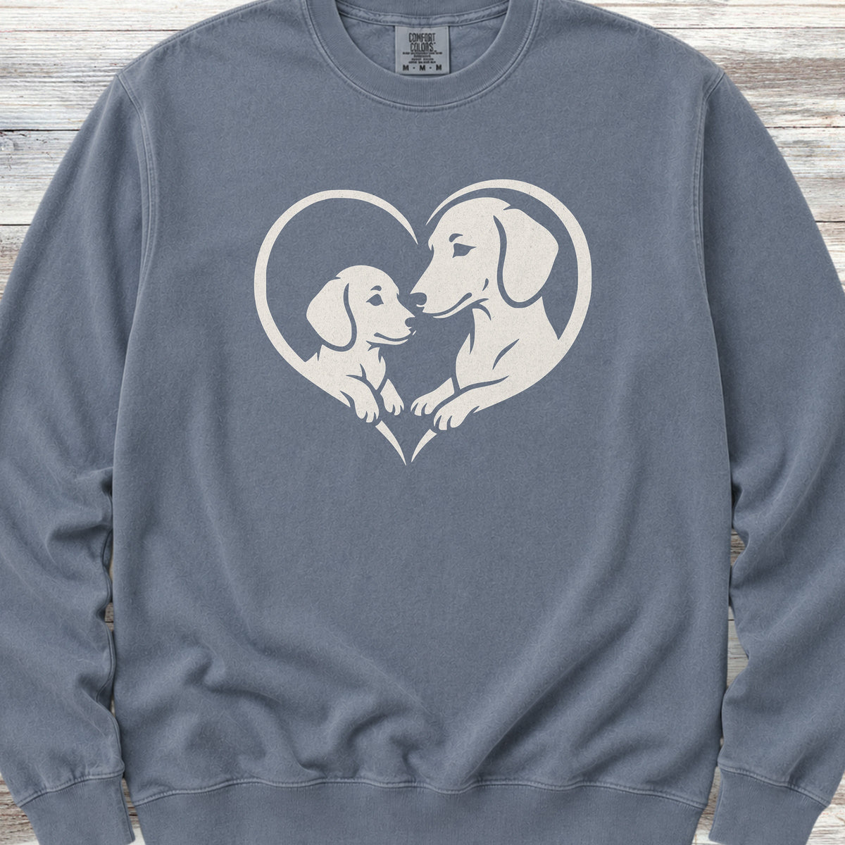 Dachshund Heart Bond Sweatshirt - Blue Jean
