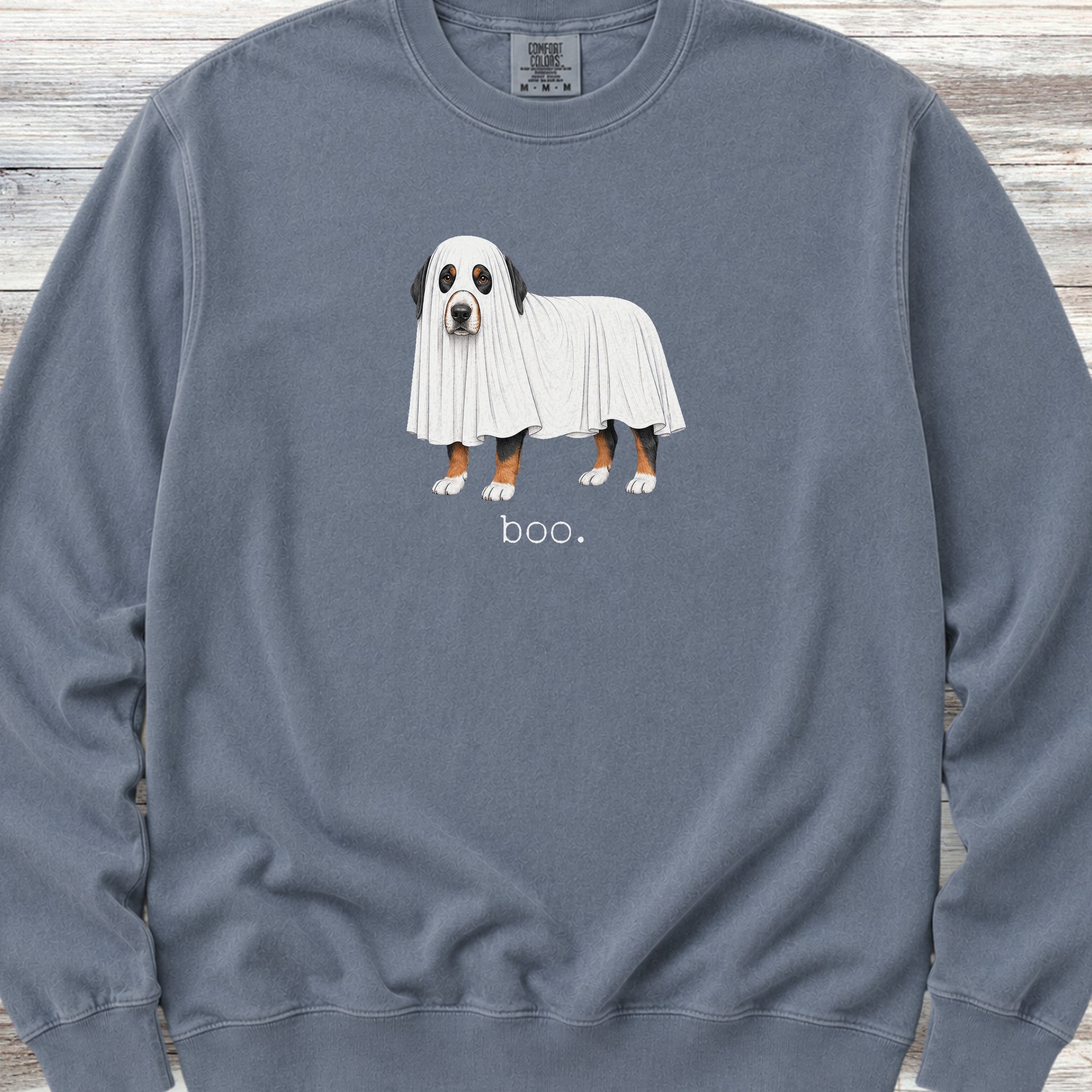 Swiss Mountain Dog Boo Sweatshirt - Blue Jean