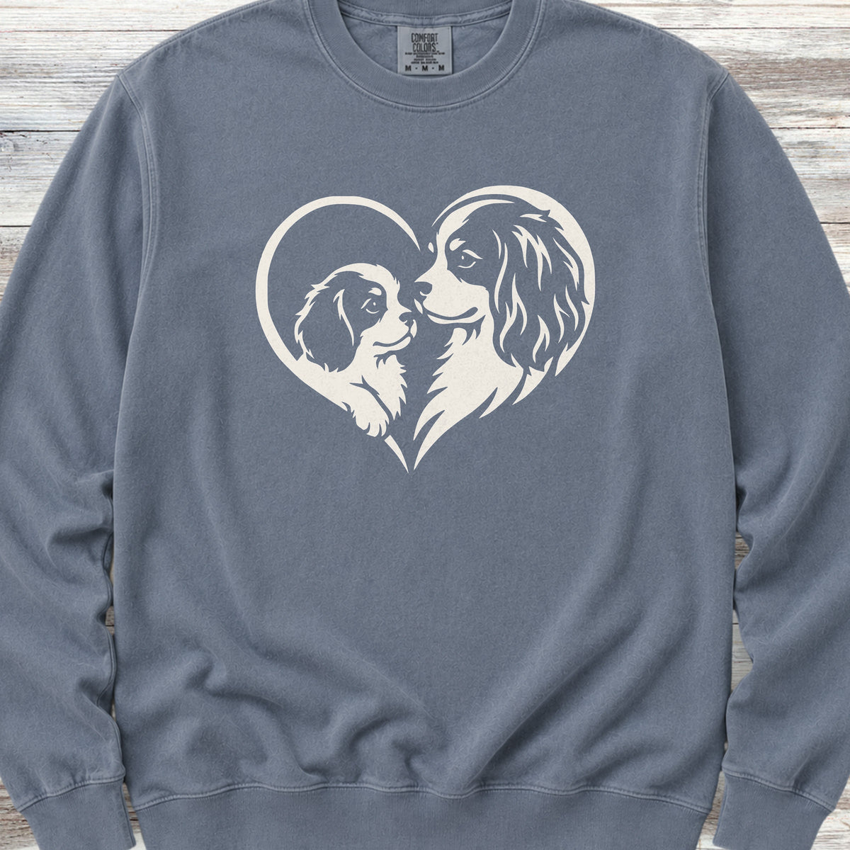 Cavalier King Charles Heart Bond Sweatshirt - Blue Jean