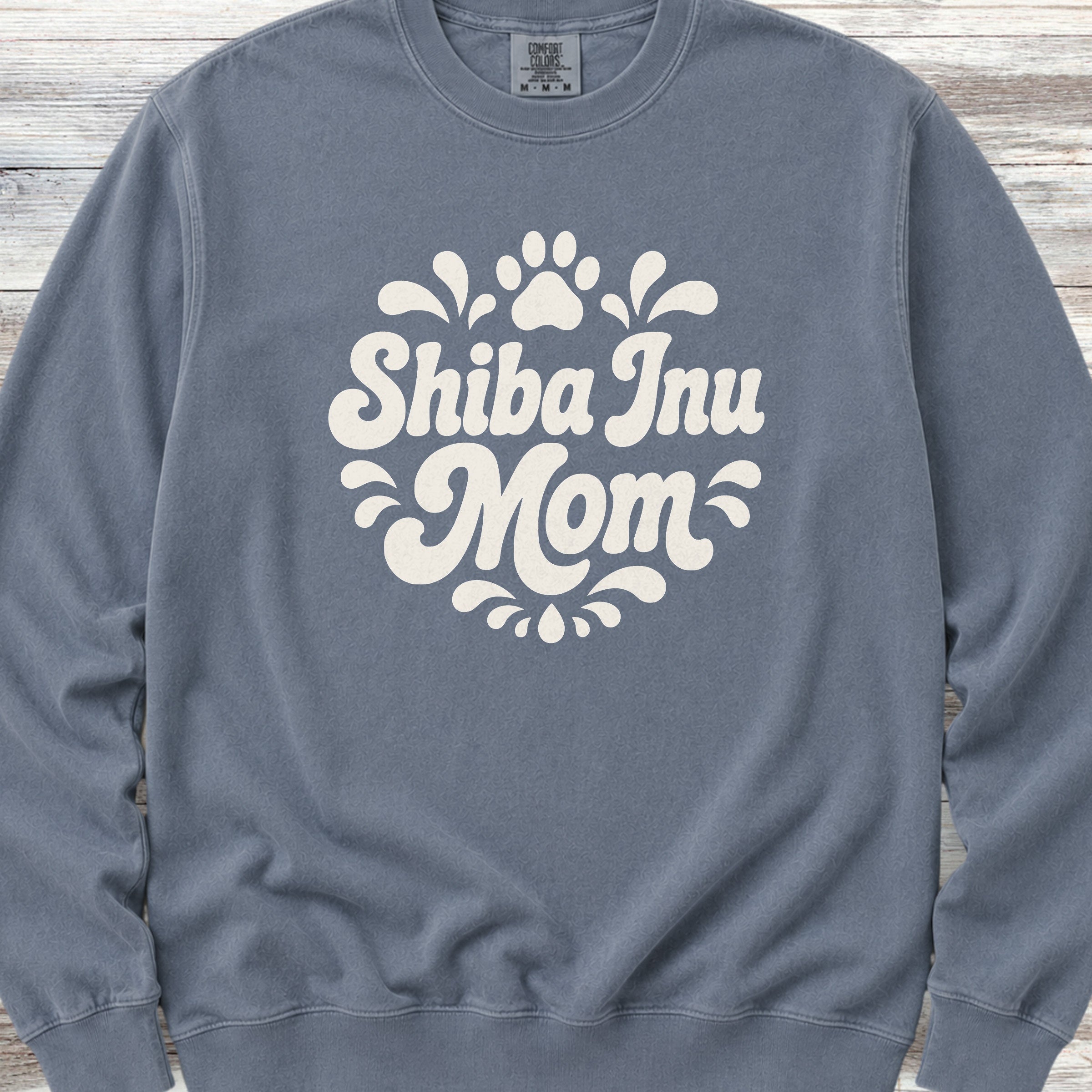 Shiba Inu Groovy Mom Sweatshirt - Blue Jean