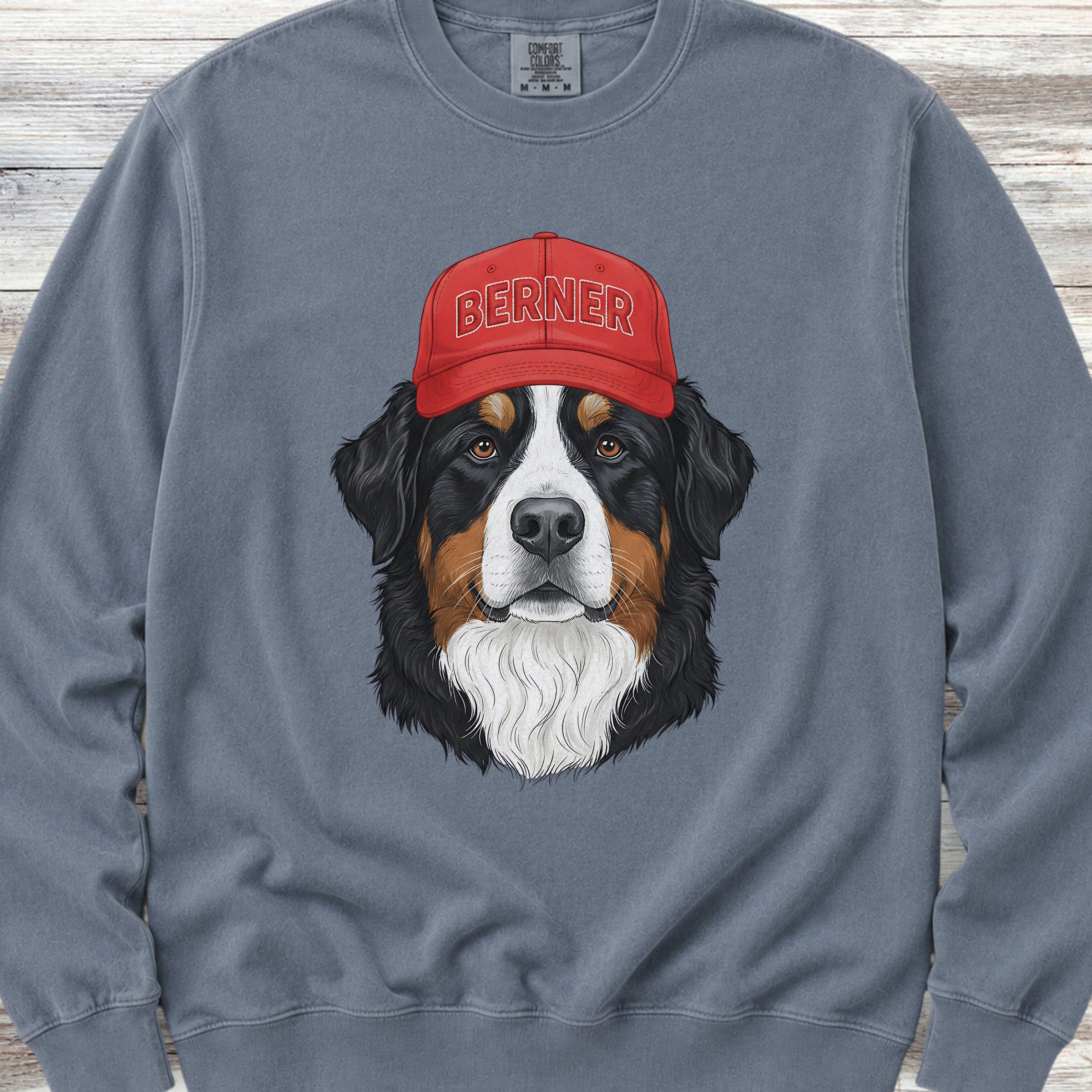 Bernese Mountain Dog Berner Hat Sweatshirt - Blue Jean