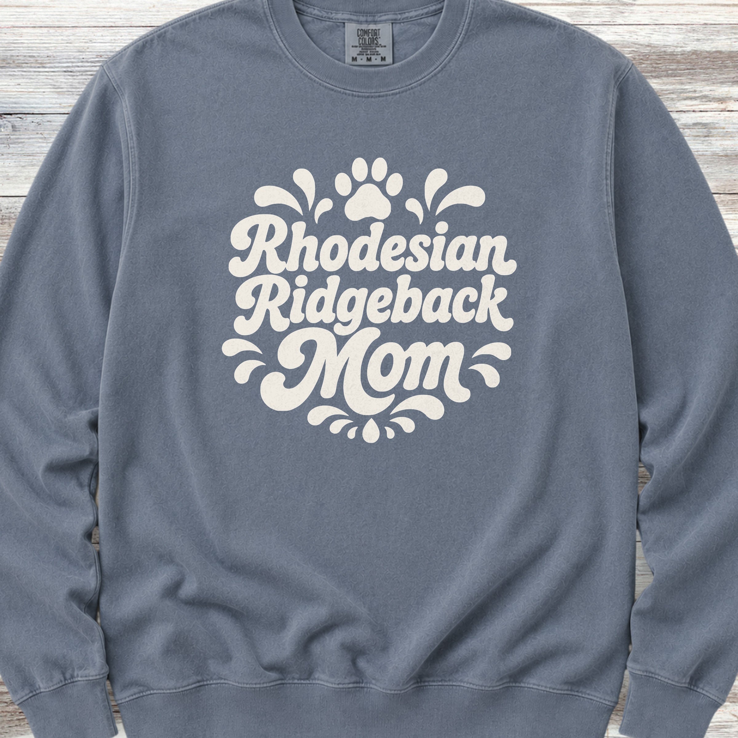 Rhodesian Ridgeback Groovy Mom Sweatshirt - Blue Jean