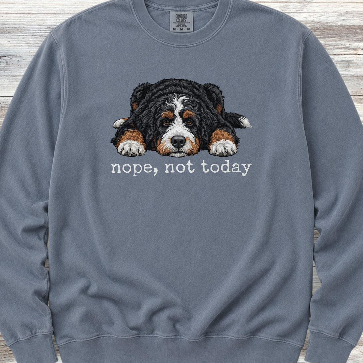 Bernedoodle Nope Sweatshirt - Blue Jean