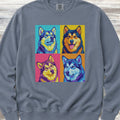 Pop Art Malamute Sweatshirt - Blue Jean