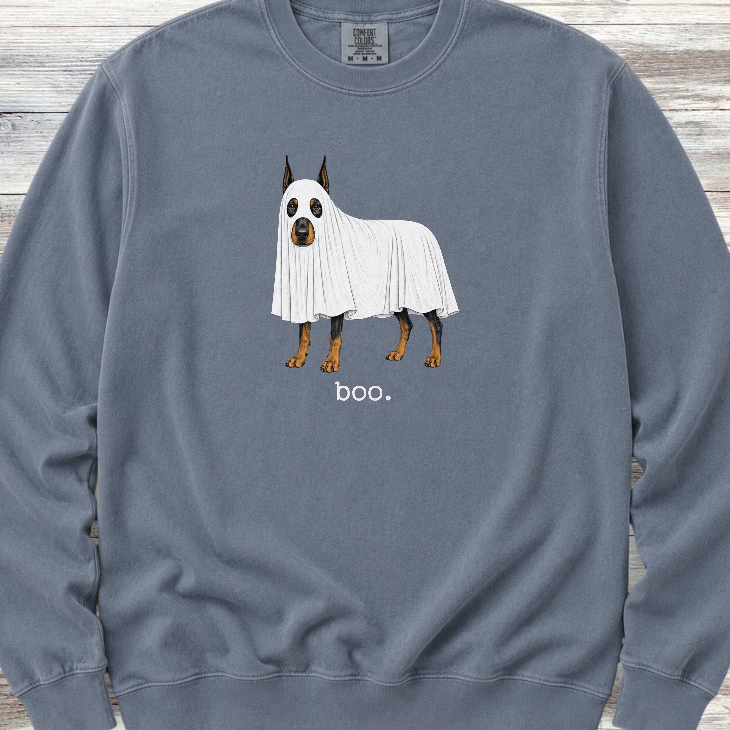 Doberman Pinscher Boo Sweatshirt - Blue Jean