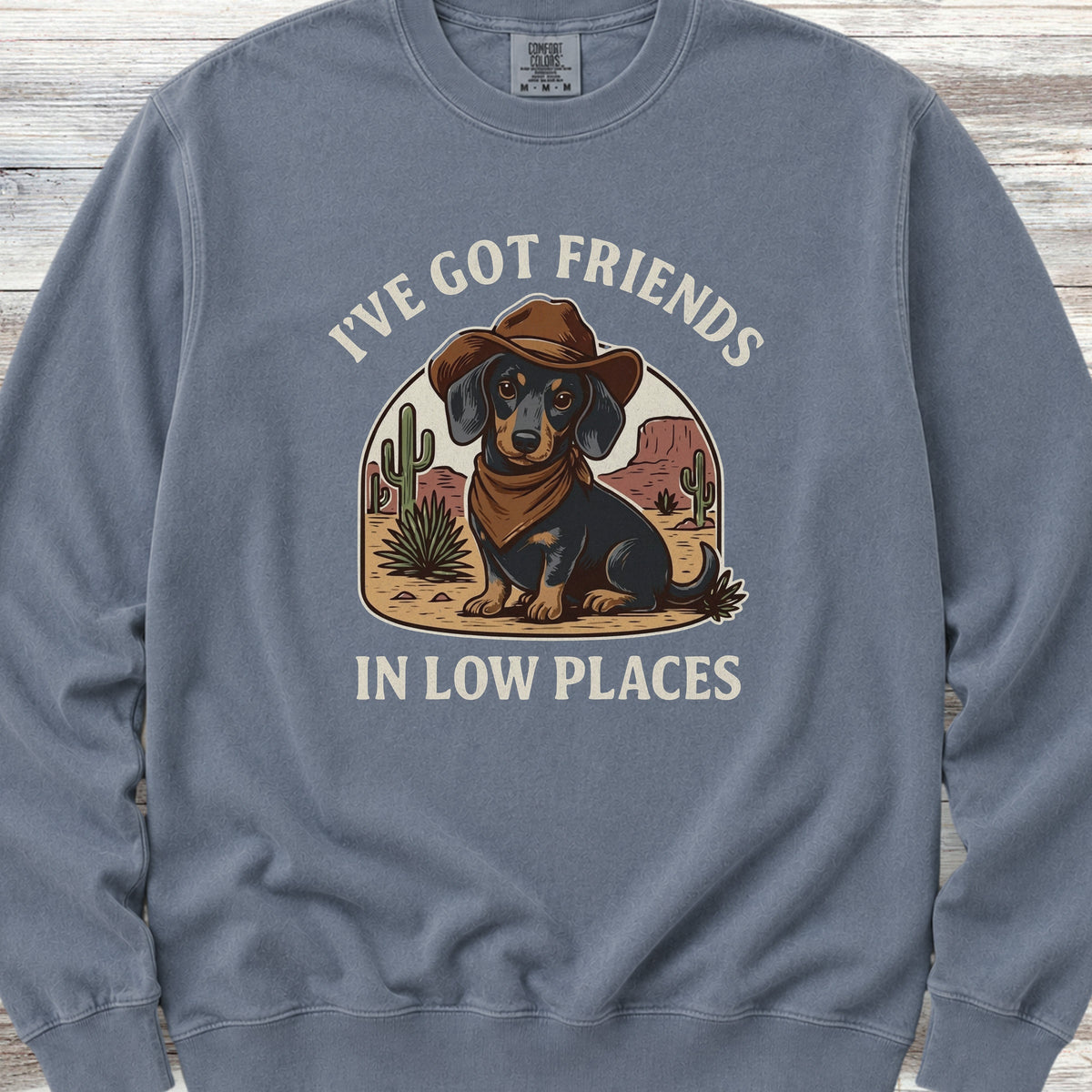 Dachshund Cowboy Friends Sweatshirt - Blue Jean