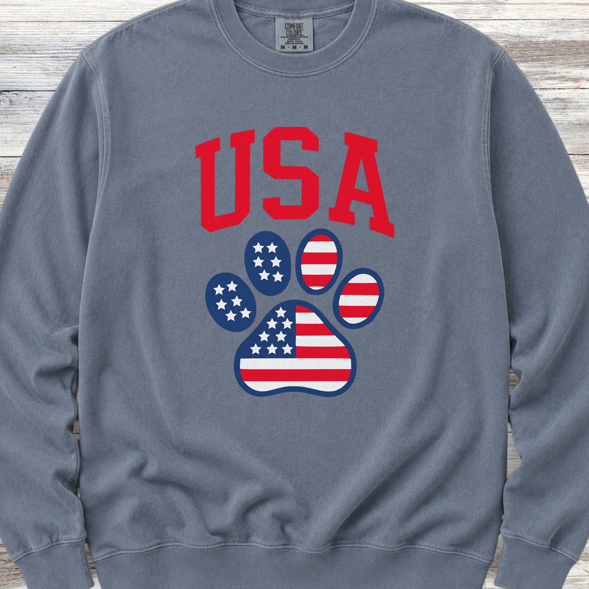 USA Paw Print Sweatshirt - Blue Jean
