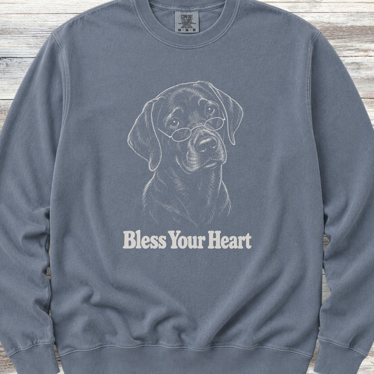Labrador Retriever Black Bless Your Heart Sweatshirt - Blue Jean