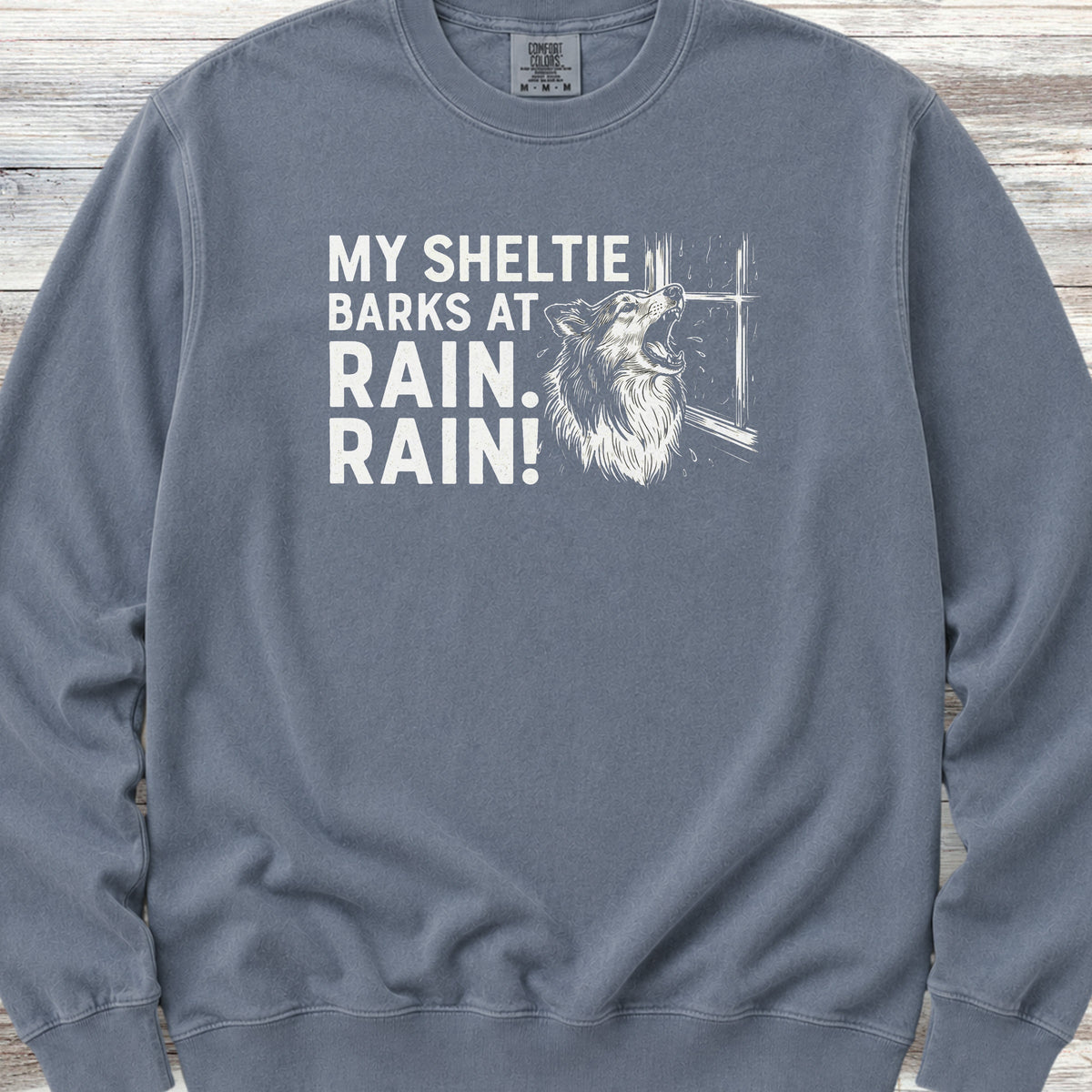 Shetland Sheepdog Rain Sweatshirt - Blue Jean