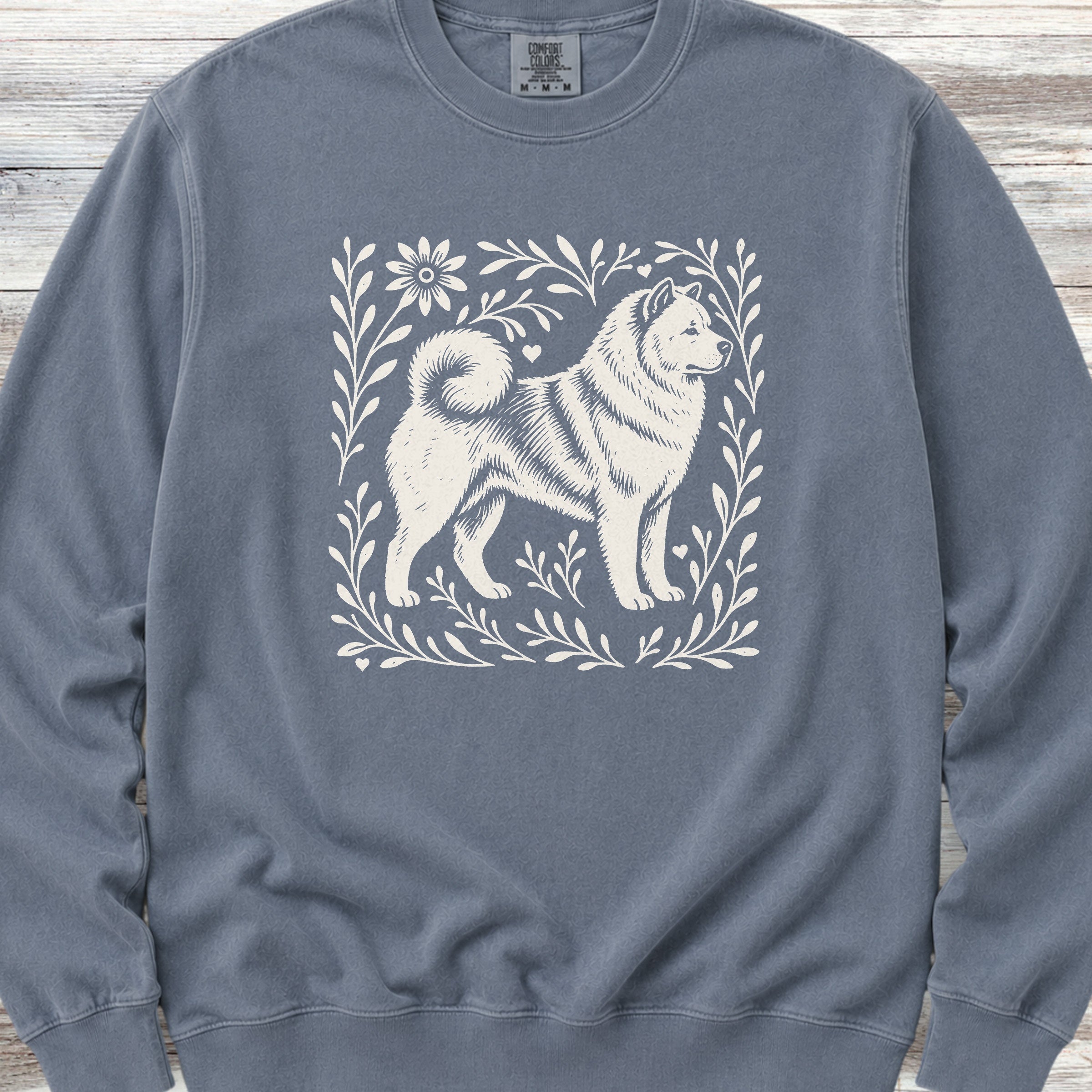 Akita Linocut Sweatshirt - Blue Jean