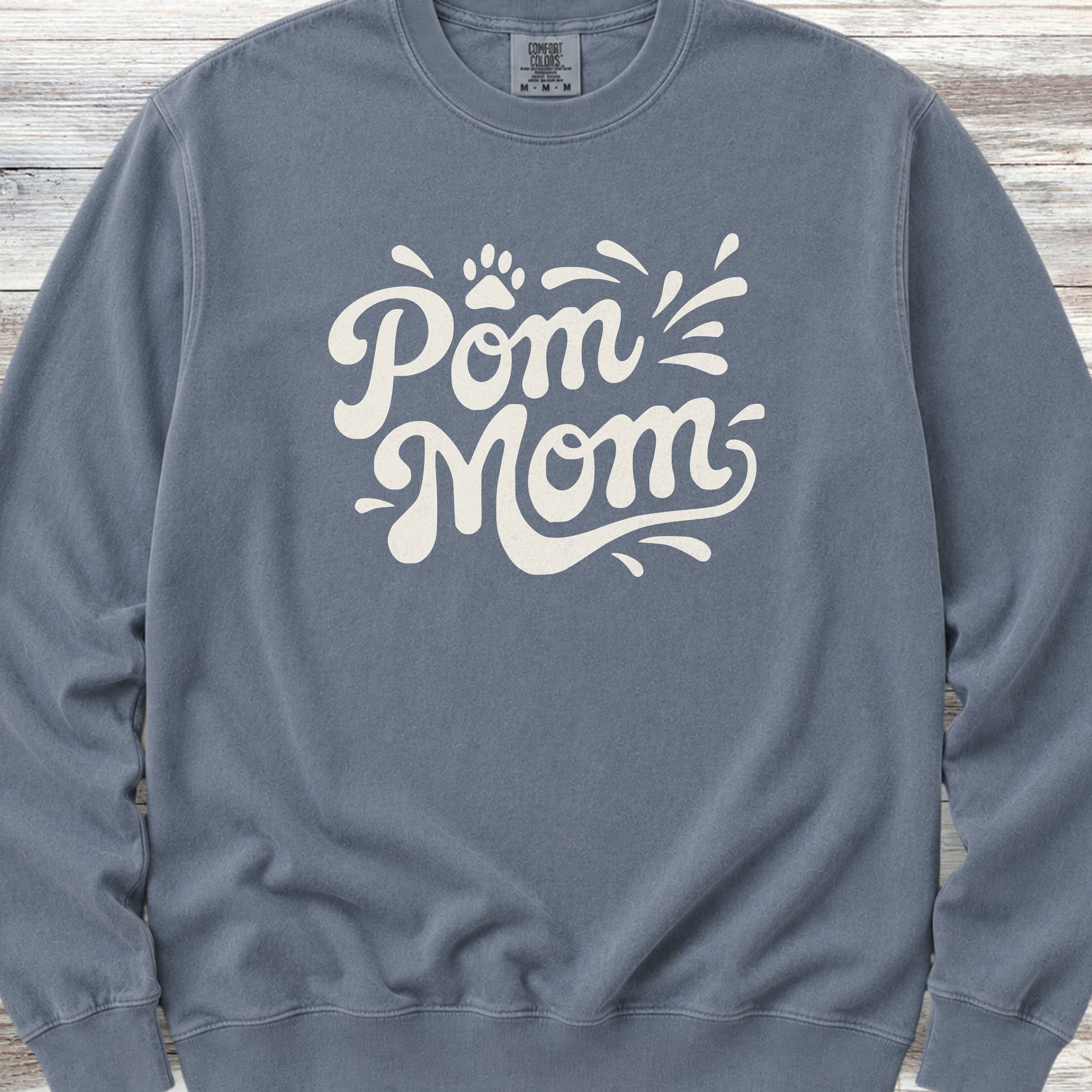 Pomeranian Groovy Mom Sweatshirt - Blue Jean