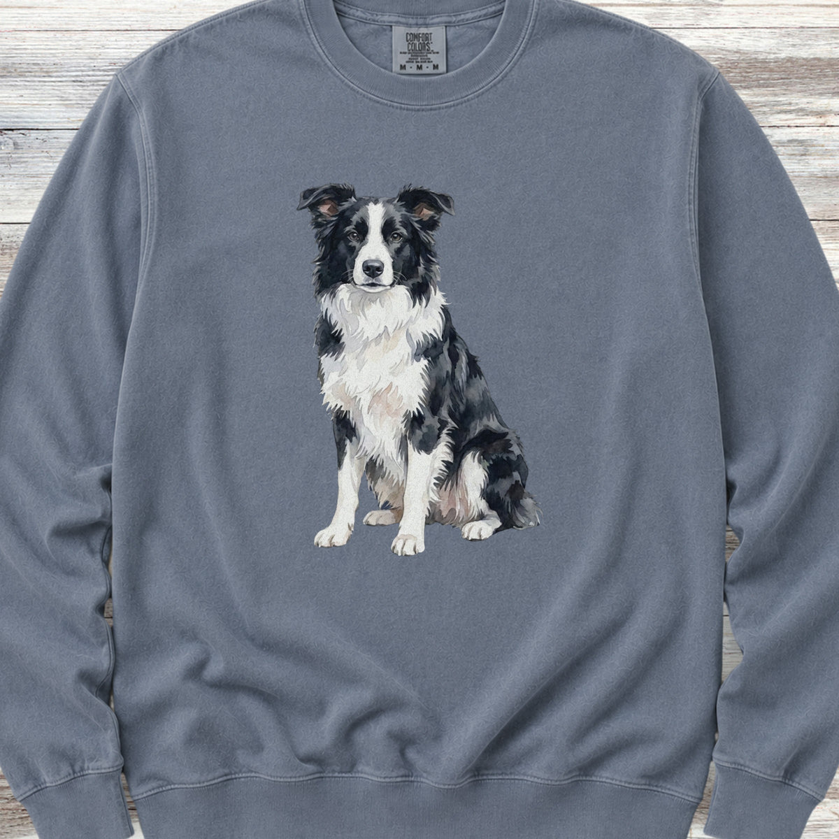 Border Collie Watercolor Sweatshirt - Blue Jean