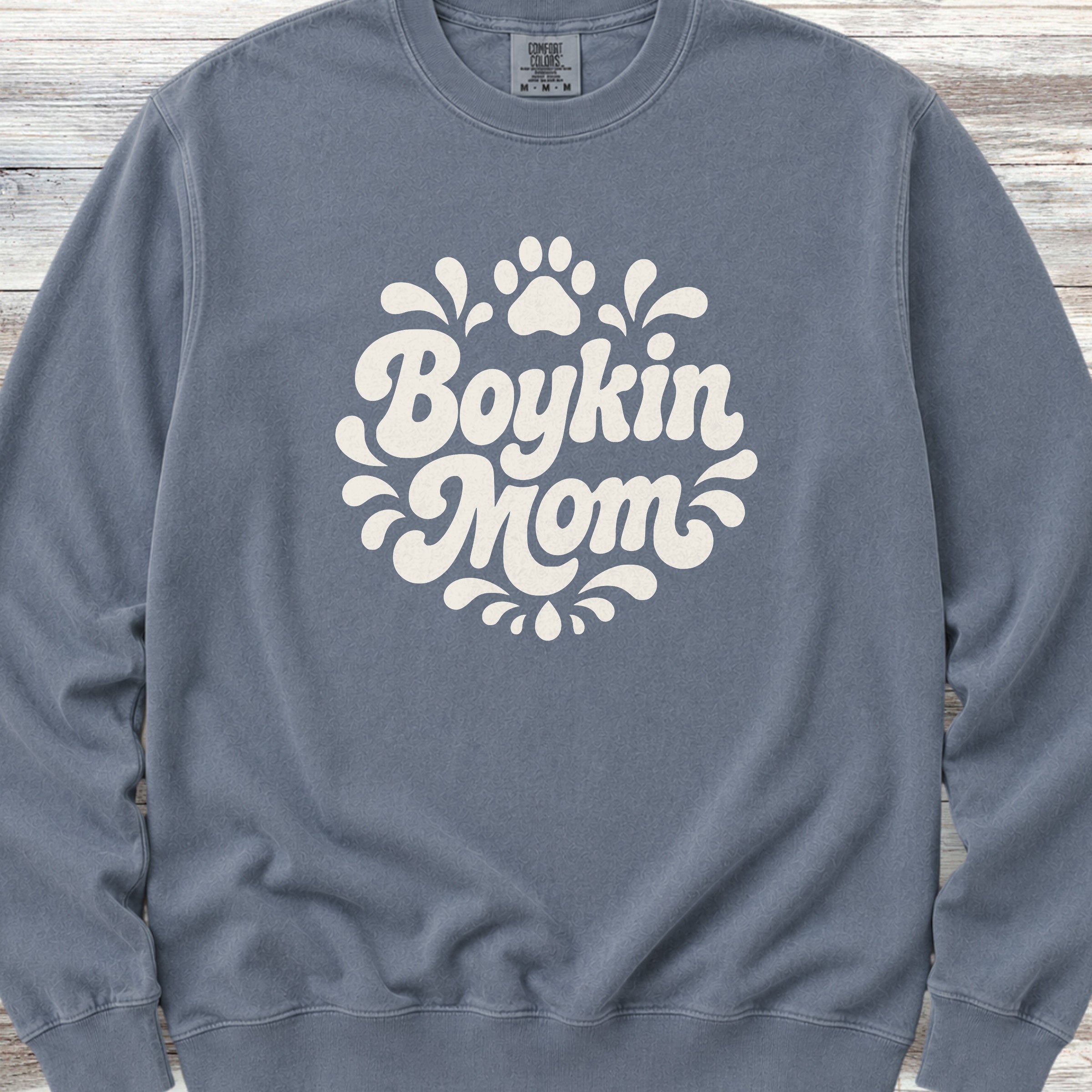 Boykin Spaniel Groovy Mom Sweatshirt - Blue Jean