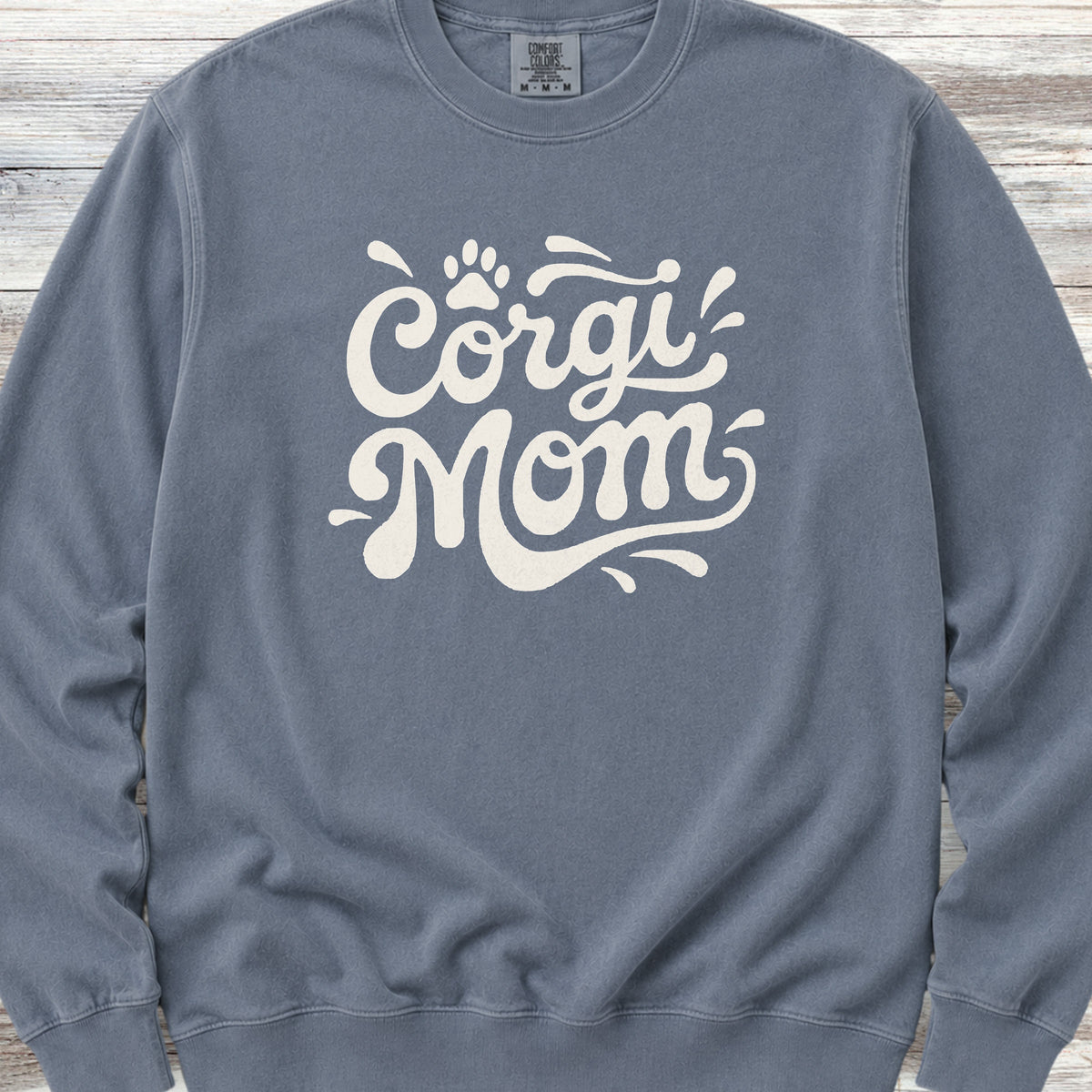 Corgi Groovy Mom Sweatshirt - Blue Jean