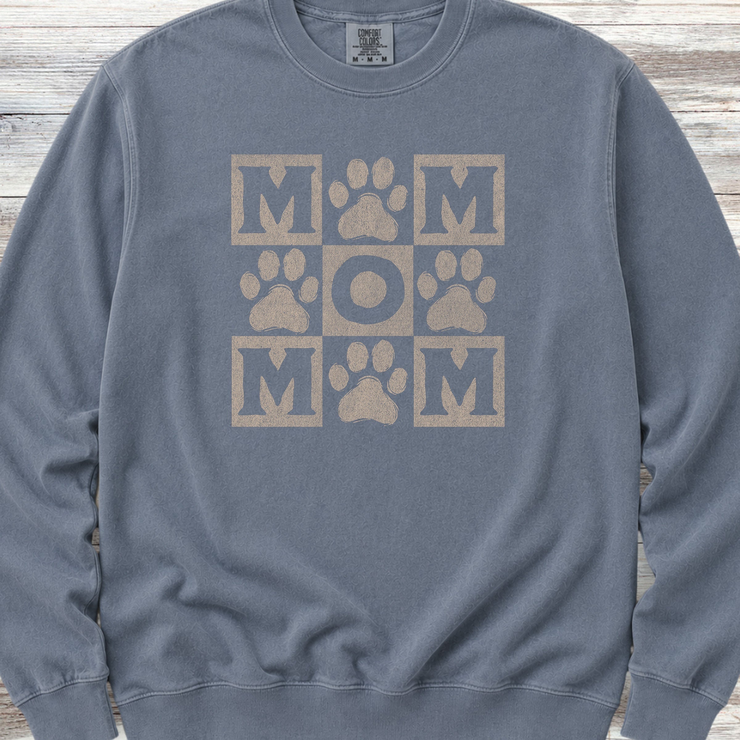 Paw Print Mom Sweatshirt - Blue Jean