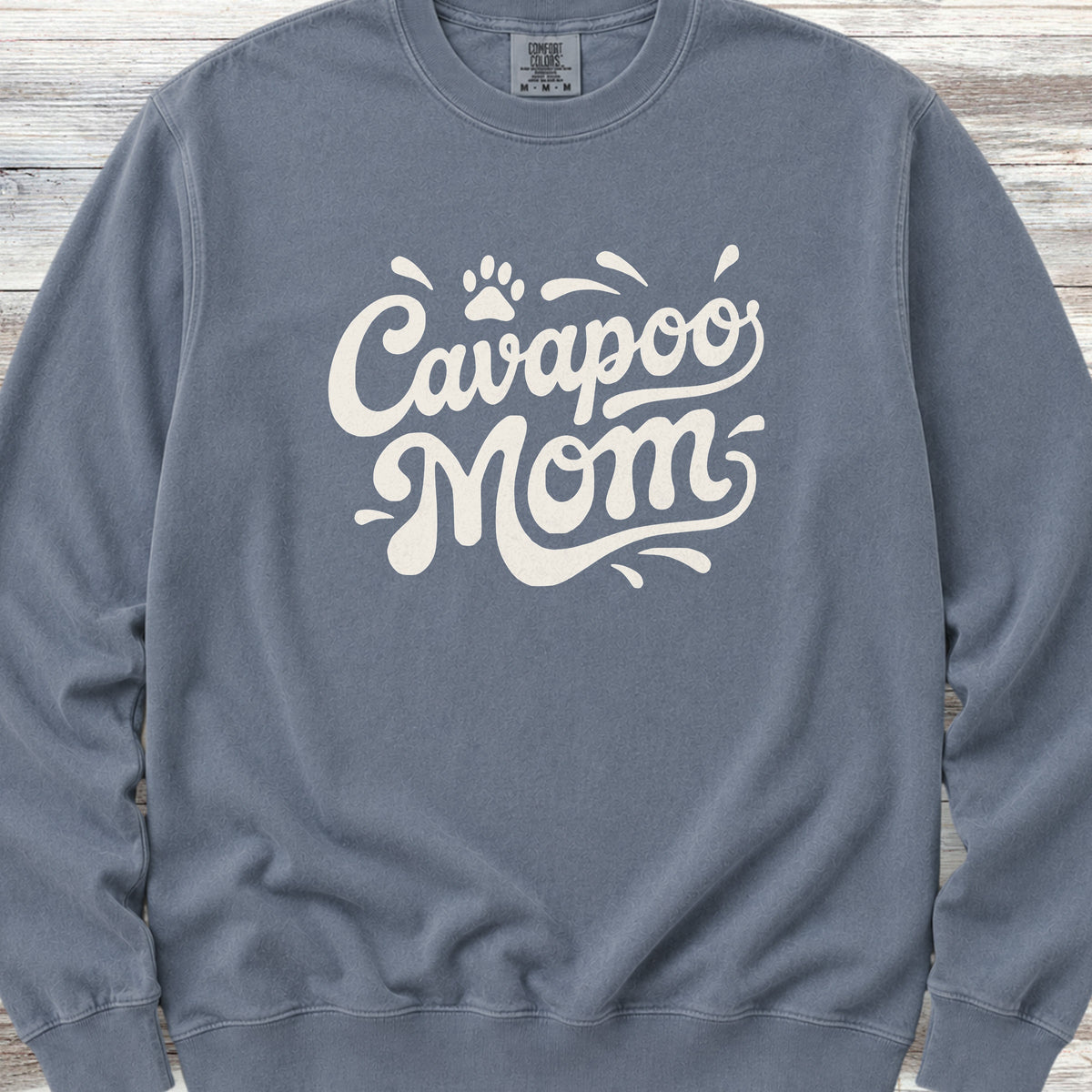 Cavapoo Groovy Mom Sweatshirt - Blue Jean