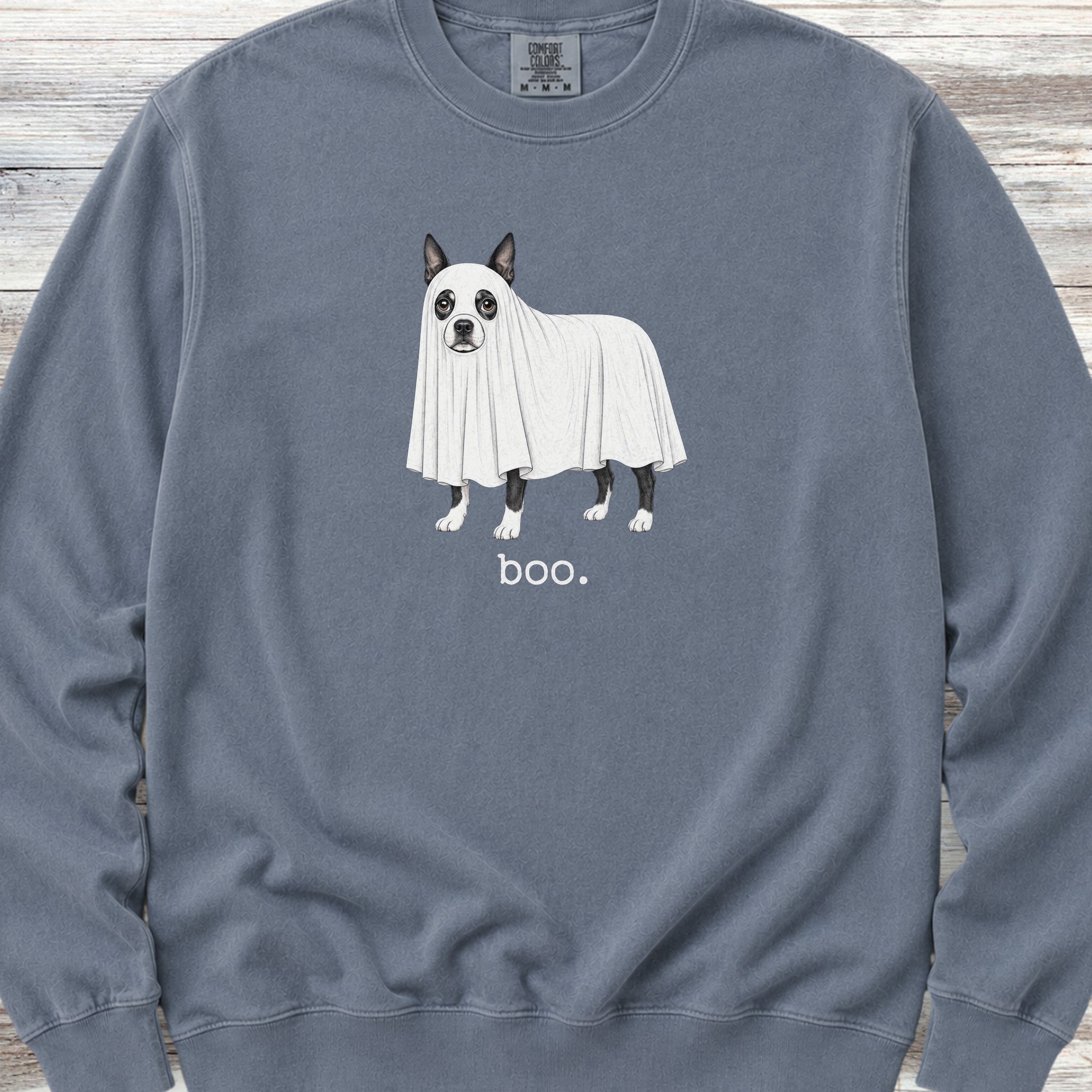 Boston Terrier Boo Sweatshirt - Blue Jean