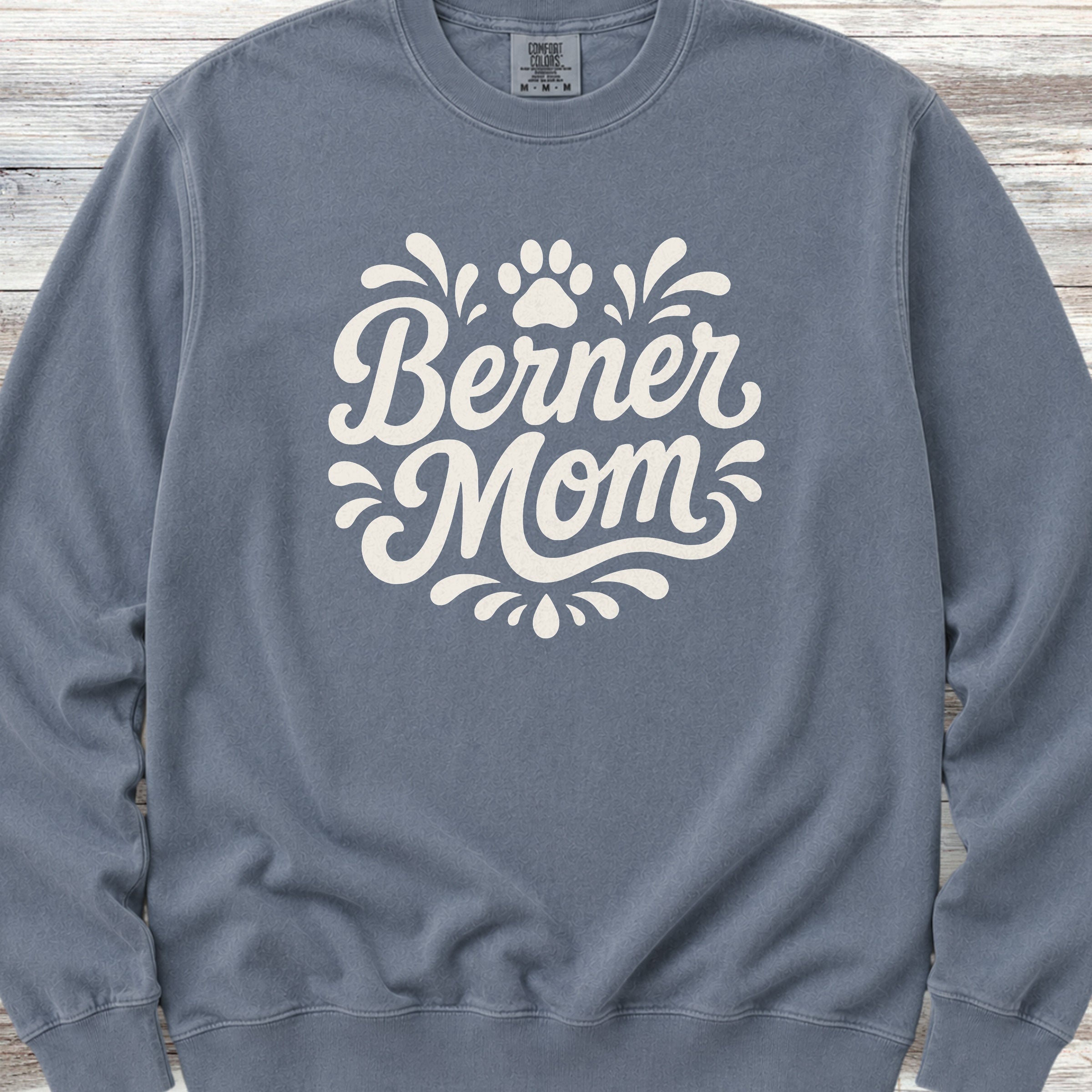 Bernese Mountain Dog Groovy Mom Sweatshirt - Blue Jean
