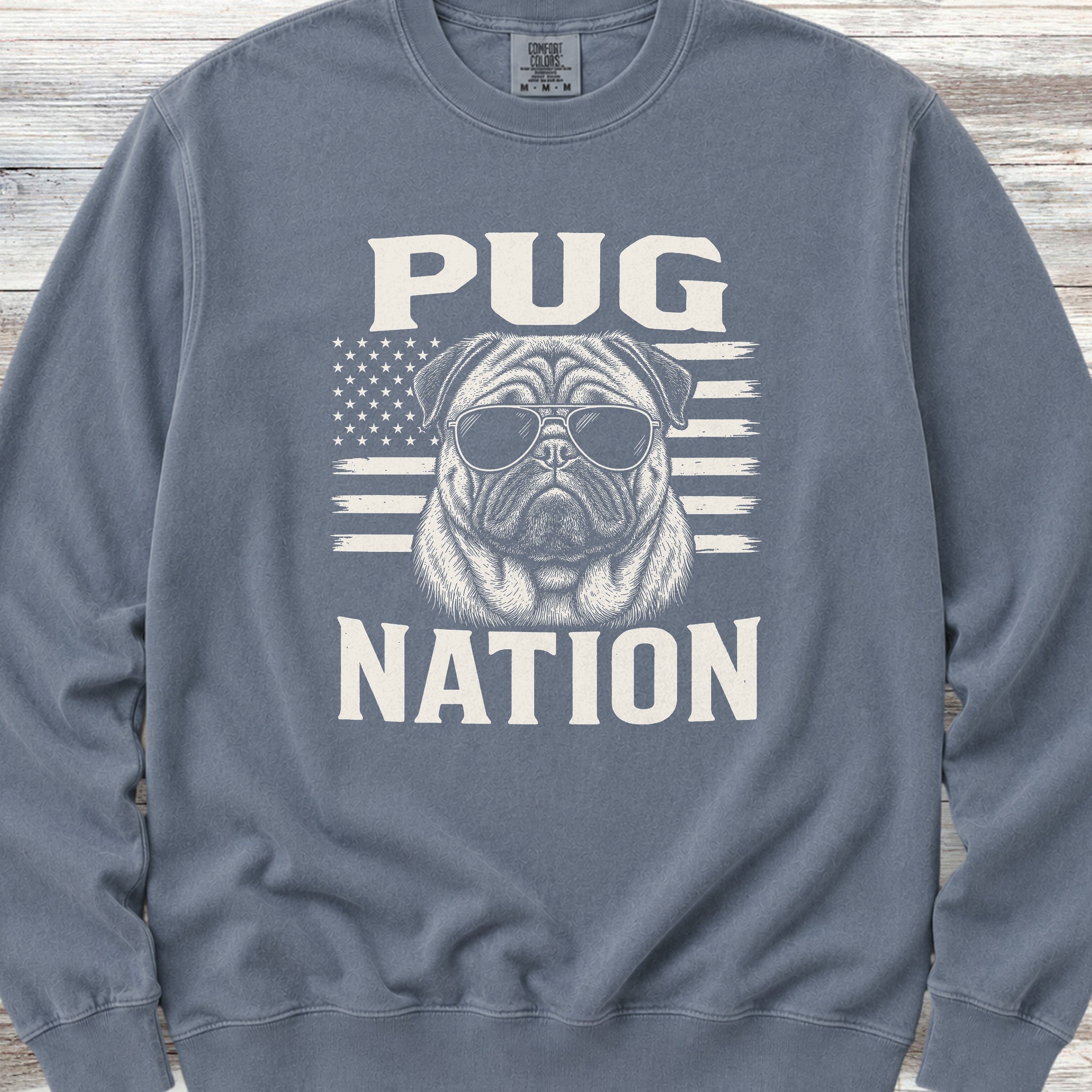 Pug Nation Sweatshirt - Blue Jean