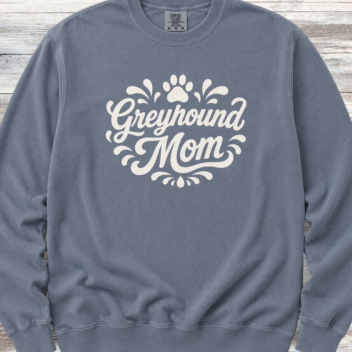 Greyhound Groovy Mom Sweatshirt - Blue Jean