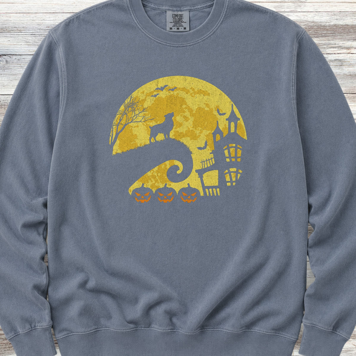 American Shepherd Halloween Moon Sweatshirt - Blue Jean