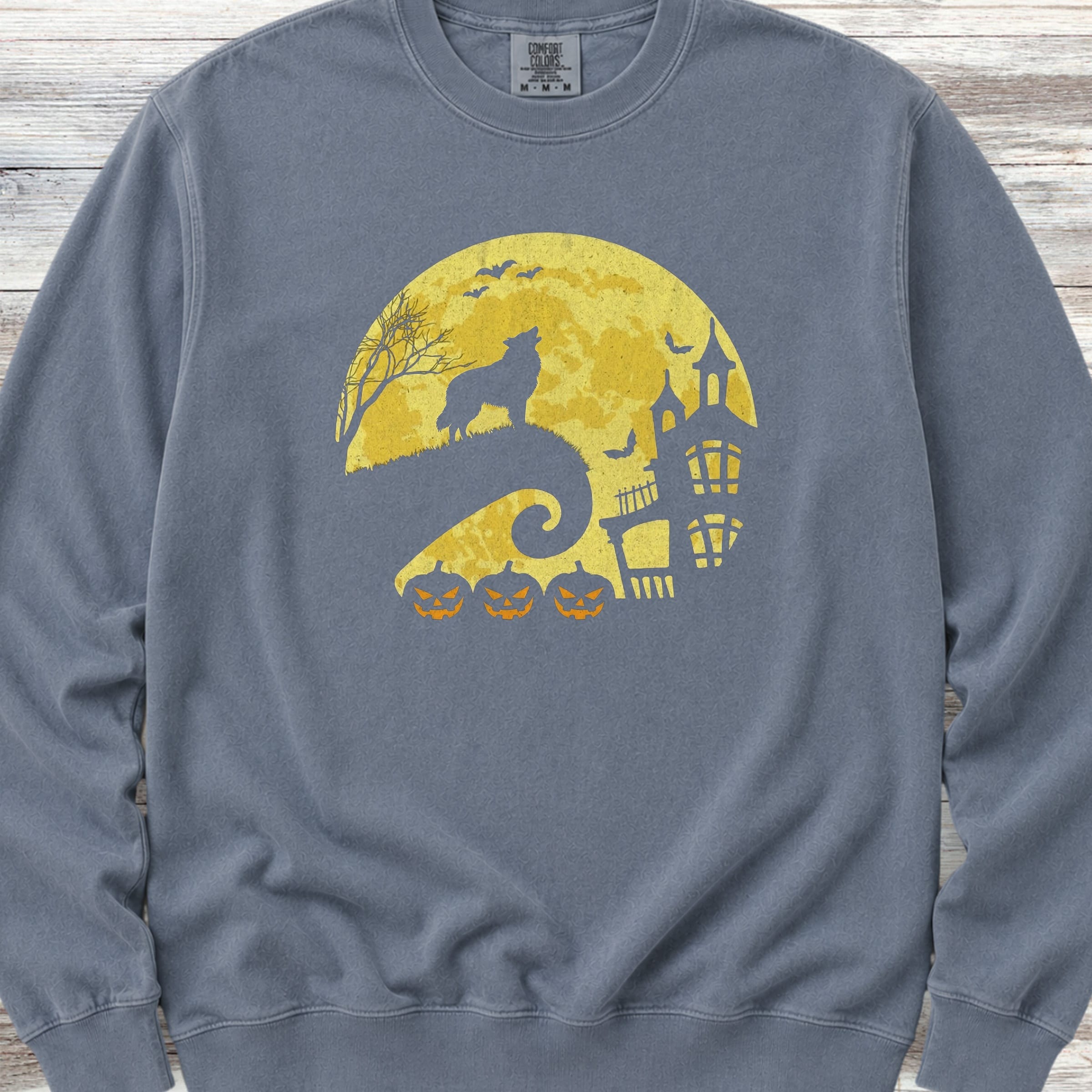 Belgian Tervuren Halloween Moon Sweatshirt - Blue Jean