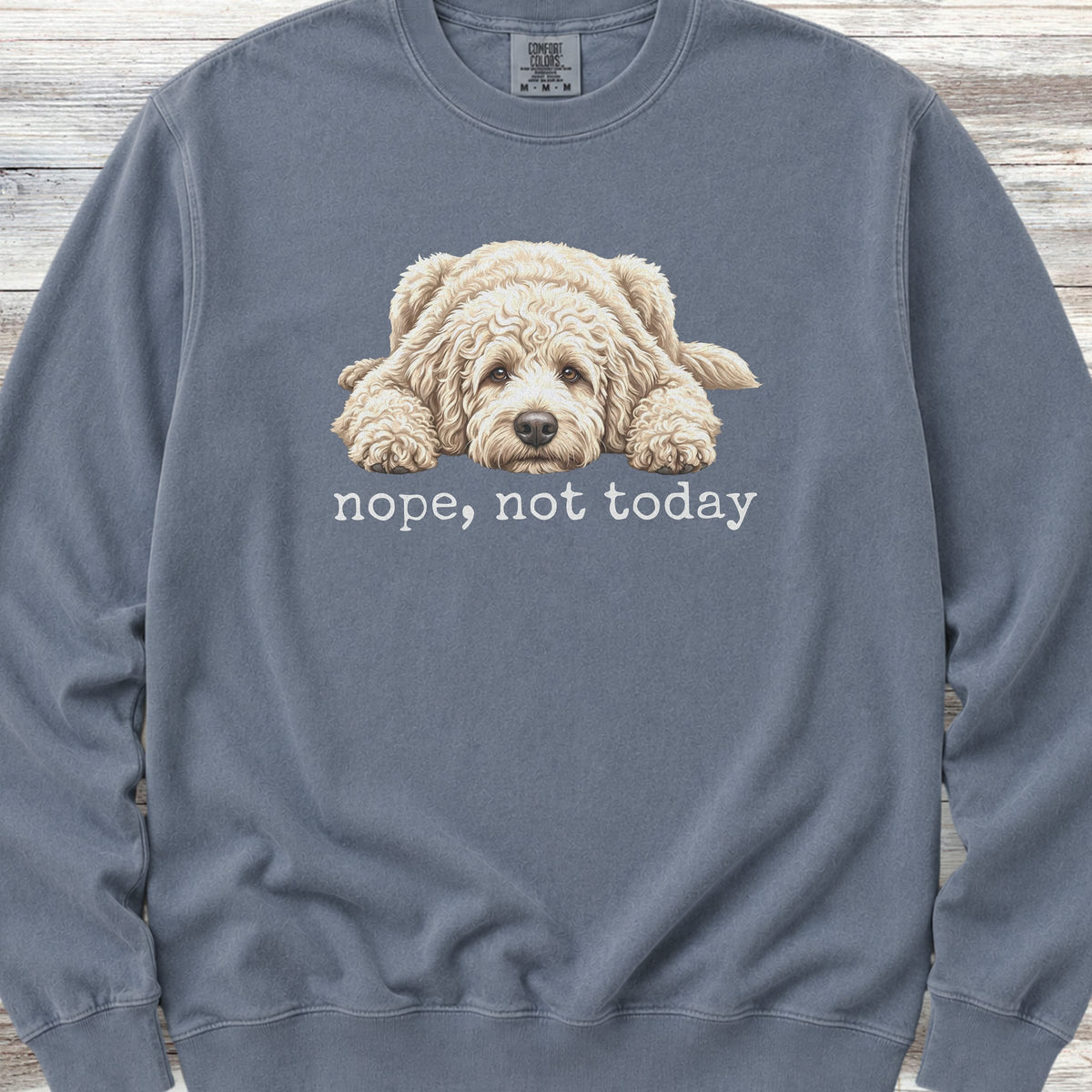 Goldendoodle Cream Nope Sweatshirt - Blue Jean