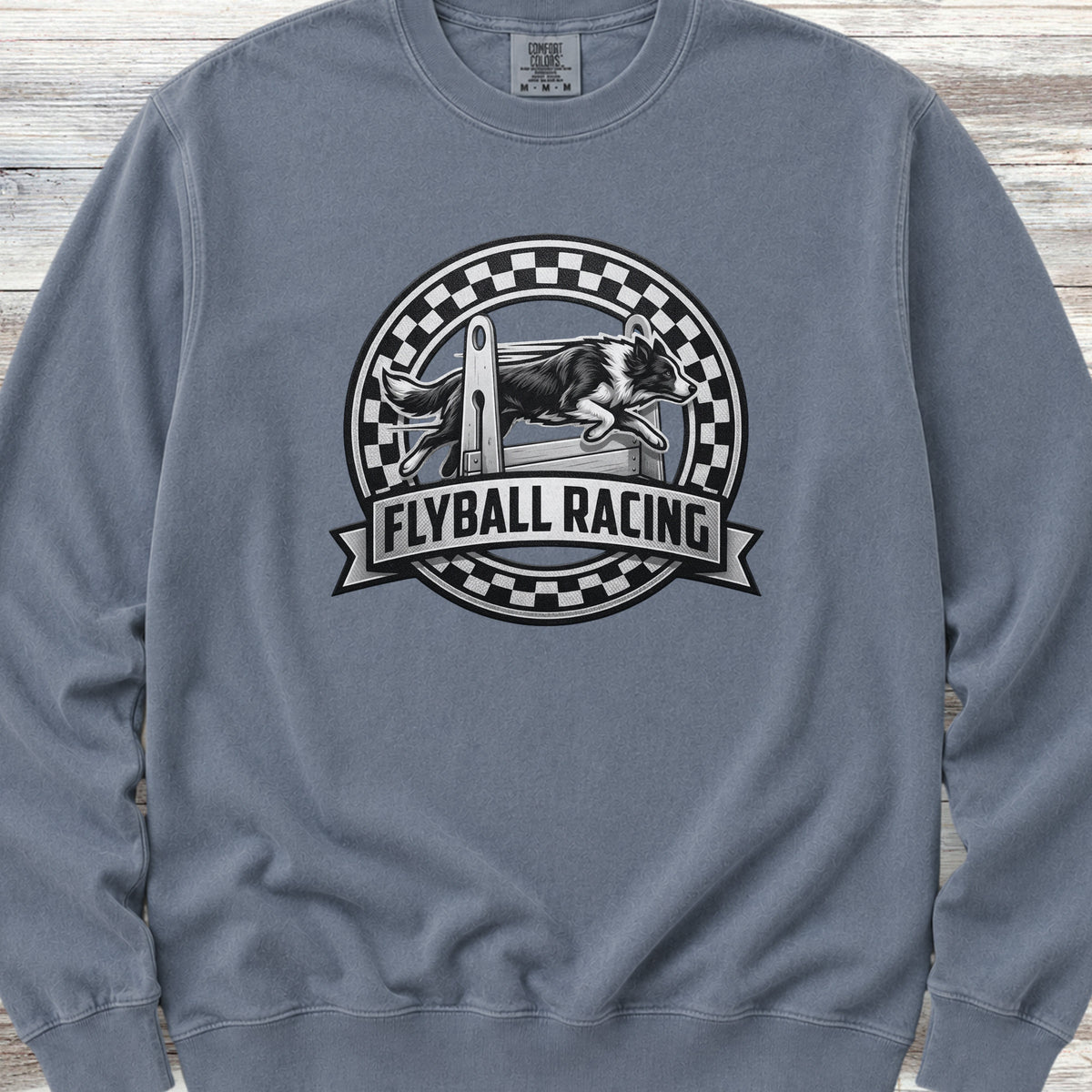 Border Collie Flyball Racing Sweatshirt - Blue Jean