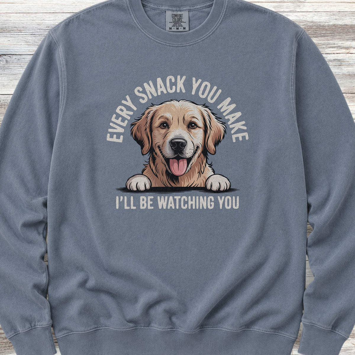 Golden Retriever Every Snack Sweatshirt - Blue Jean