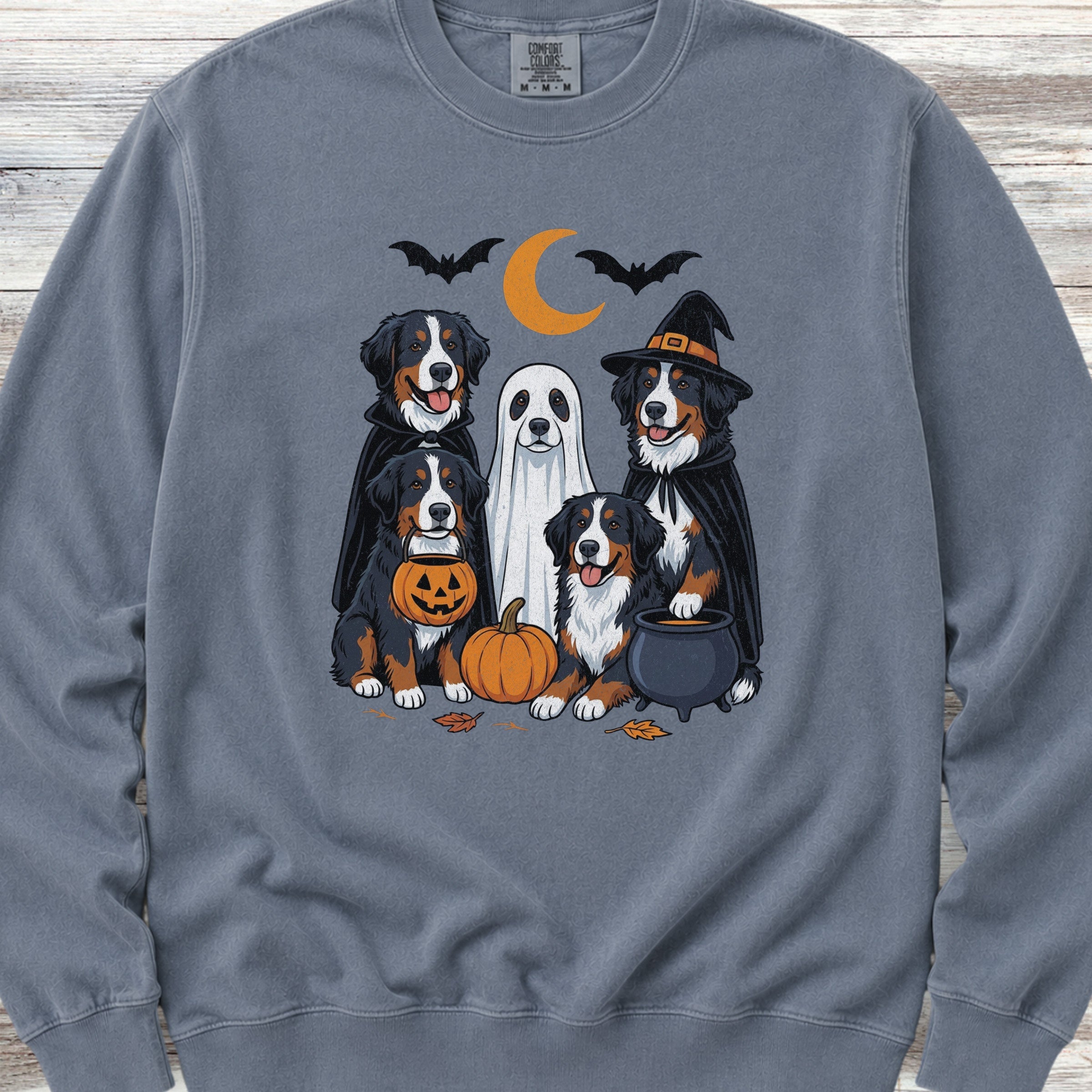 Bernese Mountain Dog Halloween Sweatshirt - Blue Jean