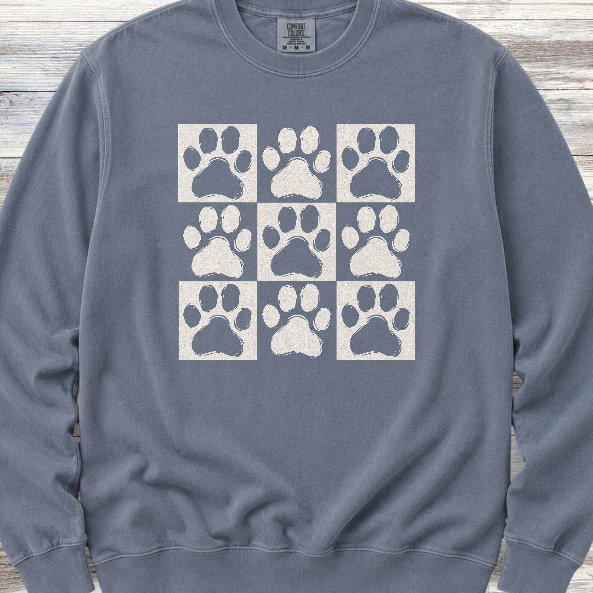 Paw Prints Sweatshirt - Blue Jean